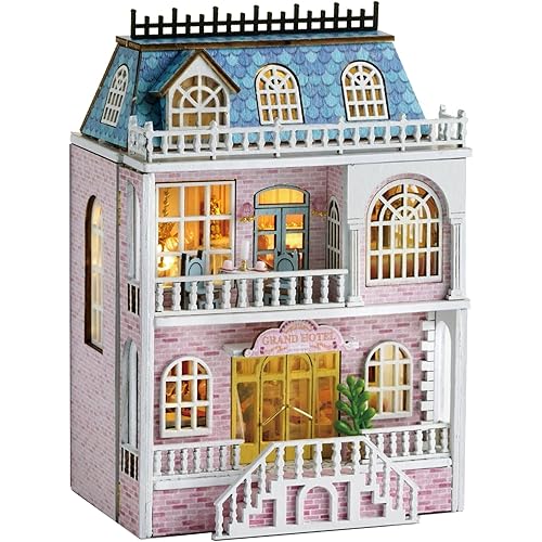 Flever Dollhouse Miniature DIY House Kit Creative Room with Furniture for Romantic Valentine's Gift (Romantic Castle)