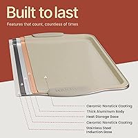 Vista 9 de Juego de repostería de lujo de acero al carbono de 8 piezas - Revestimiento antiadherente de mármol blanco, Asas de silicona - Moldes para hornear