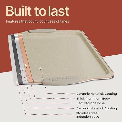 Miniatura 9 de Juego de utensilios de cocina de acero al carbono de lujo de 8 piezas, revestimiento de mármol blanco antiadherente, asas de silicona, sartenes para