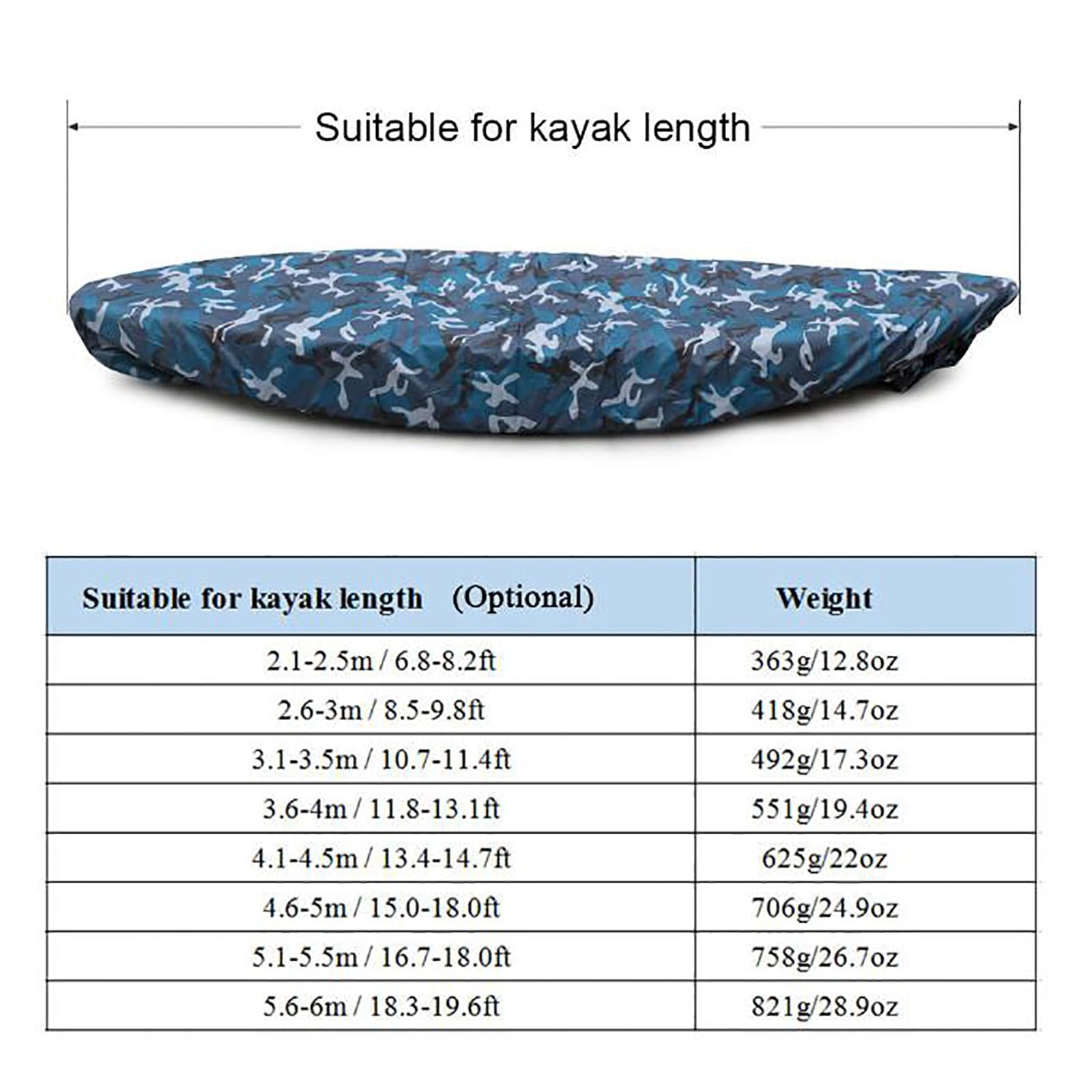 Bâche De Canoë Camouflage Bleu, Taille 8 : 210 Cm-600 Cm en Option, Tissu Oxford De Protection Solaire, Dispositif À Cordon Élastique, for Toutes Les Saisons(270-300cm)