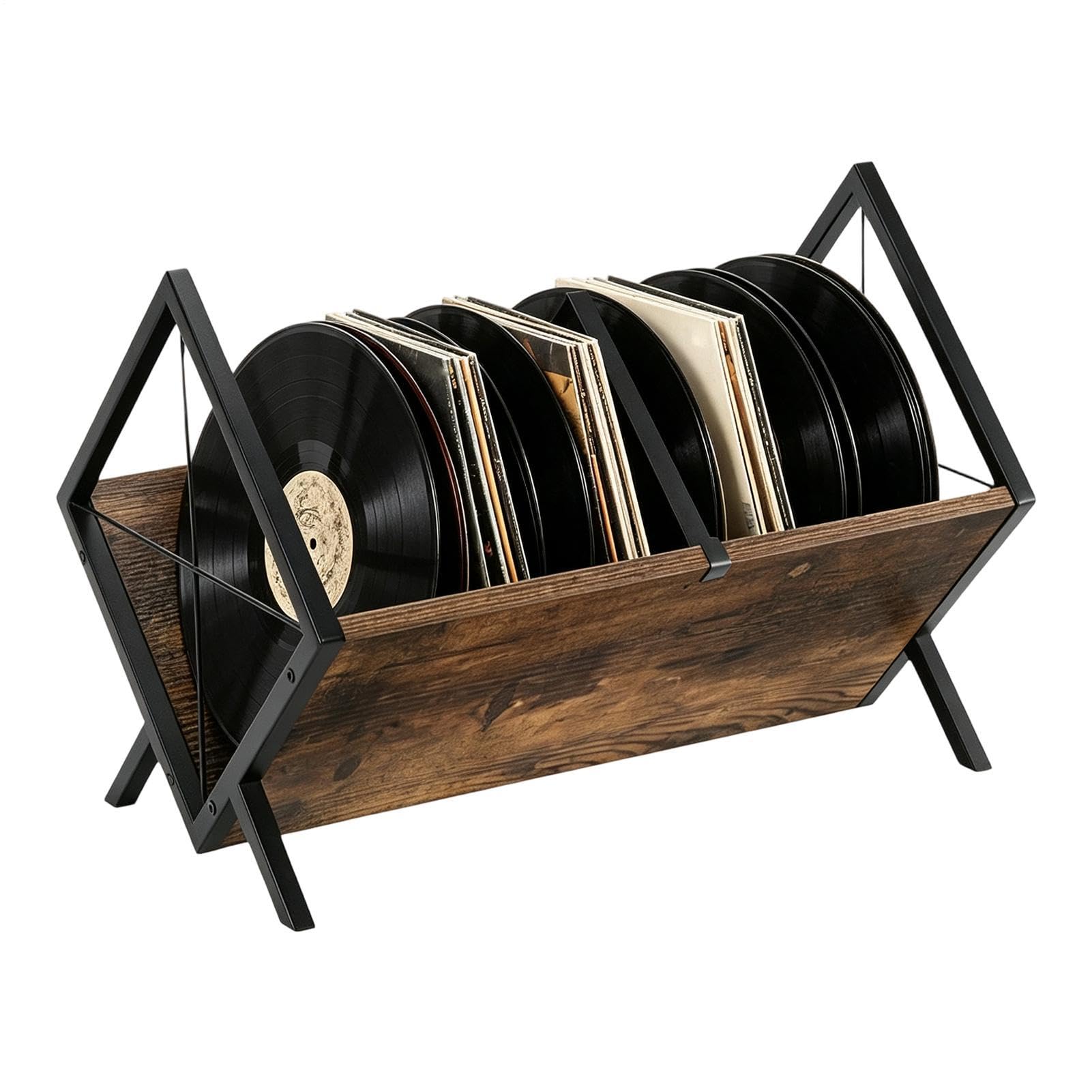 Mensola Esposizione Vinili Capacità per 80 LP 1 Ripiano Regolabile Stile | Armadietto Espositore E Organizer Per Album Per Libri E Documenti Studio Ufficio Biblioteca Dormitorio