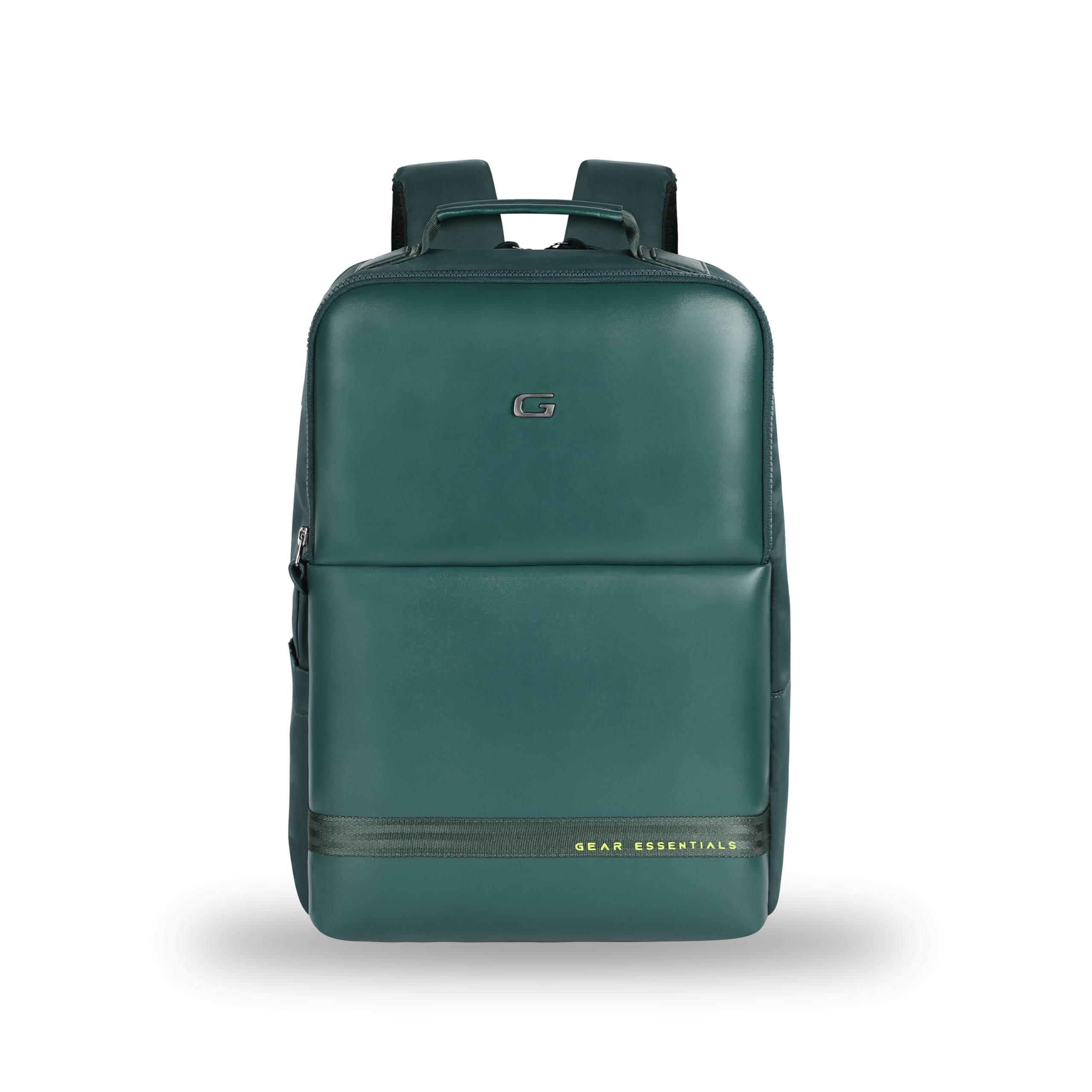 GearElevate Faux Leather 20L Water Resistant Anti-Theft 4 Compartment Backpack/Laptop Bag/Office Bag With Raincover For Men/Women (Green)