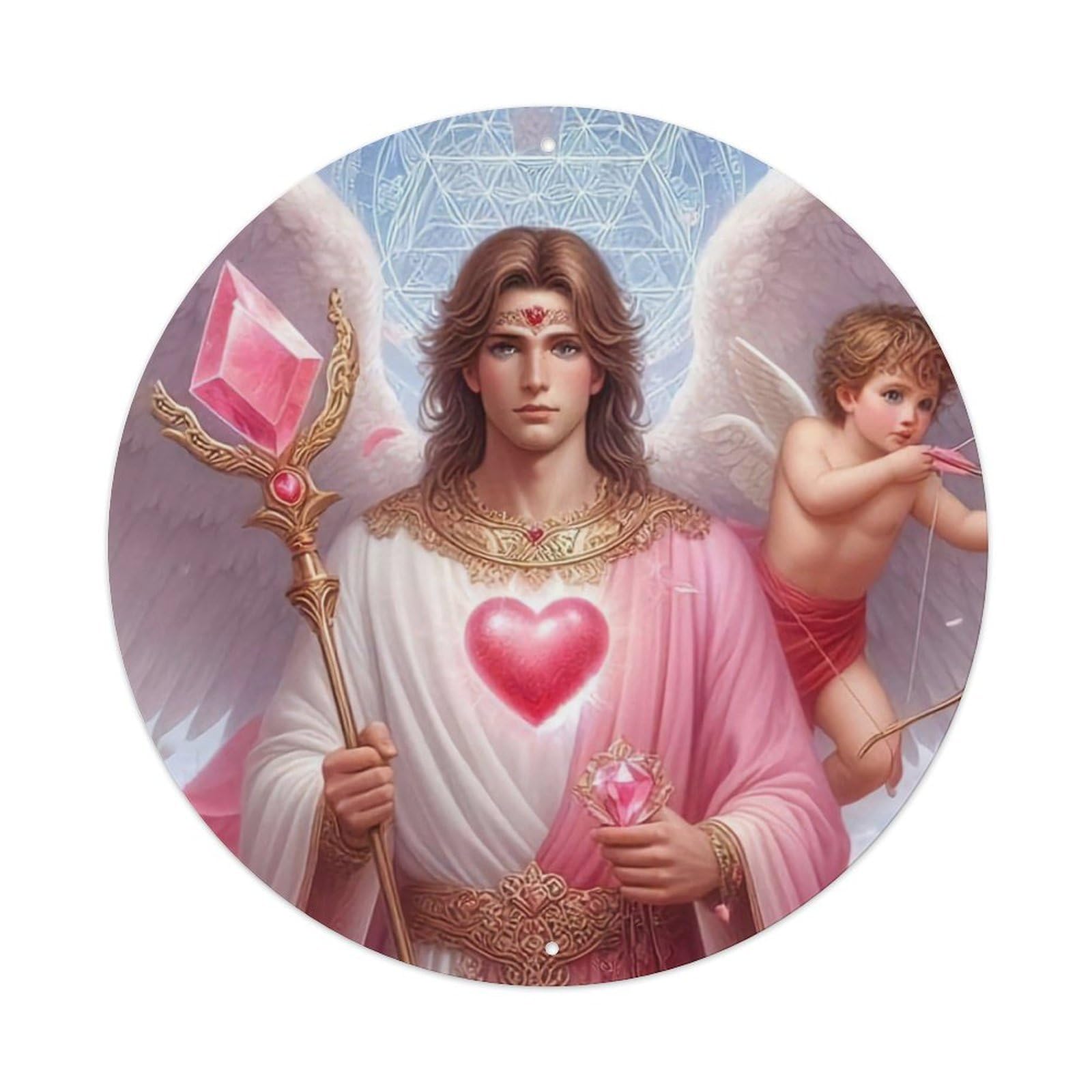 Vintage Angel Angels in Pink Metal Tin Sign