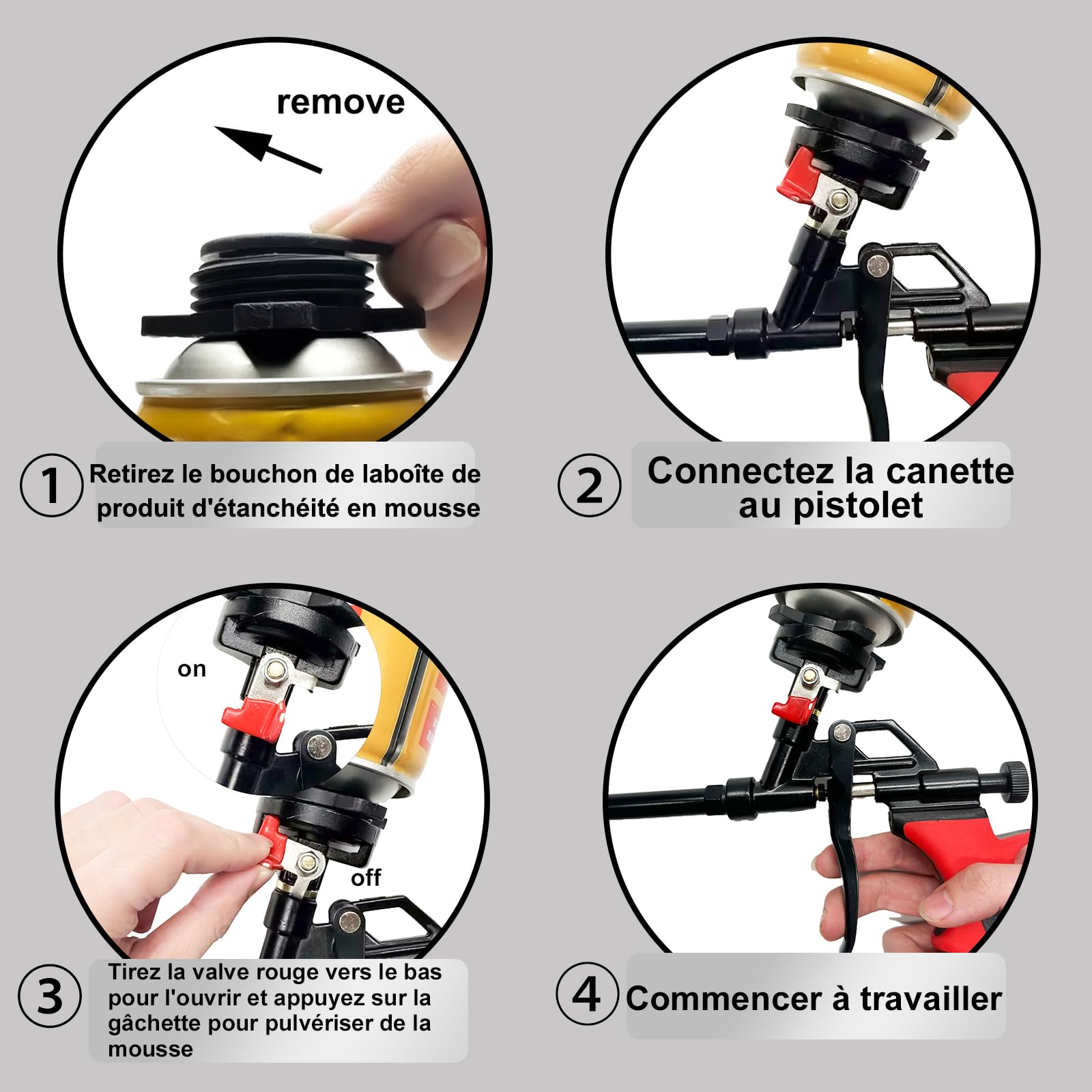 Pistolet à mousse extensible de 63,5 cm – Panier avec revêtement en téflon antiadhésif, pistolet isolant en mousse extensible pour calfeutrer, remplir, sceller