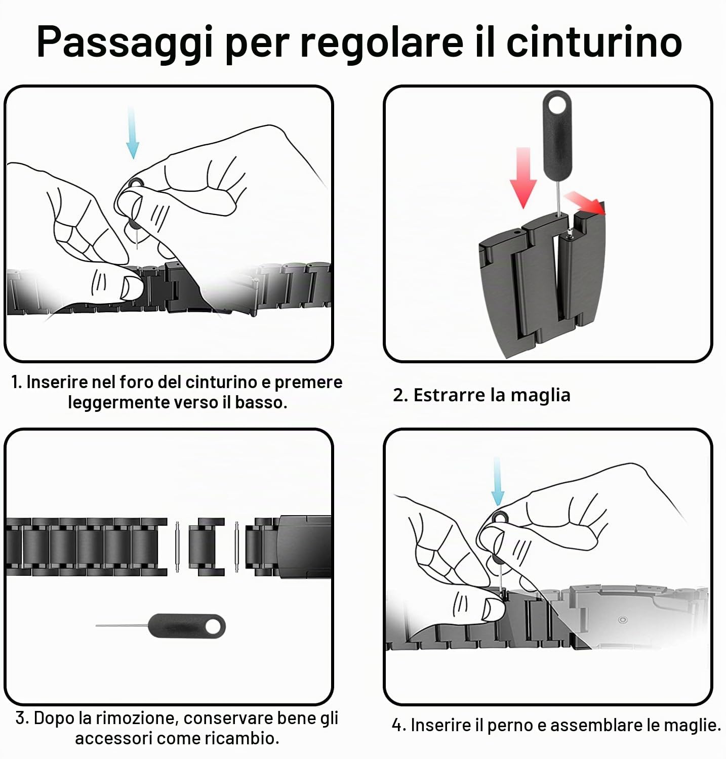 Cinturino Titanio Garmin QuickFit 22mm o 26mm, Bracciale a 5 Maglie
