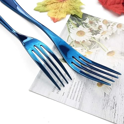 Miniatura 6 de JASHII Juego de 4 tenedores de acero inoxidable de grado alimenticio, tenedores de mesa, tenedores de cubiertos, acabado espejo y apto para