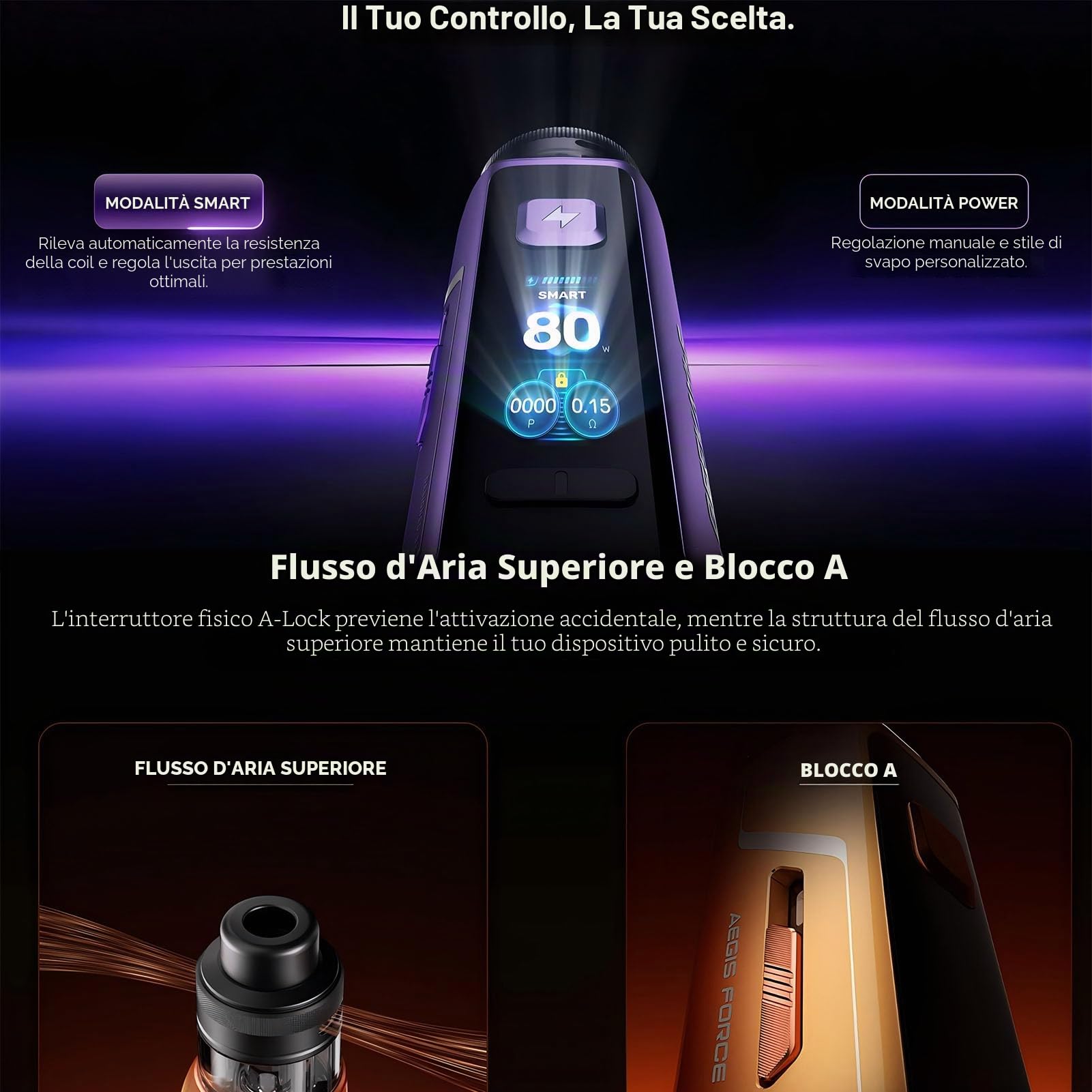 GEEKVAPE Aegis Force Kit 80W Box Mod Built in 3200mAh Battery 5ml Aegis Force Cartridge fit B Coil E Cigarette MTL/DTL vape Kit use for Freebase/Nicsalts (Nero carbone)