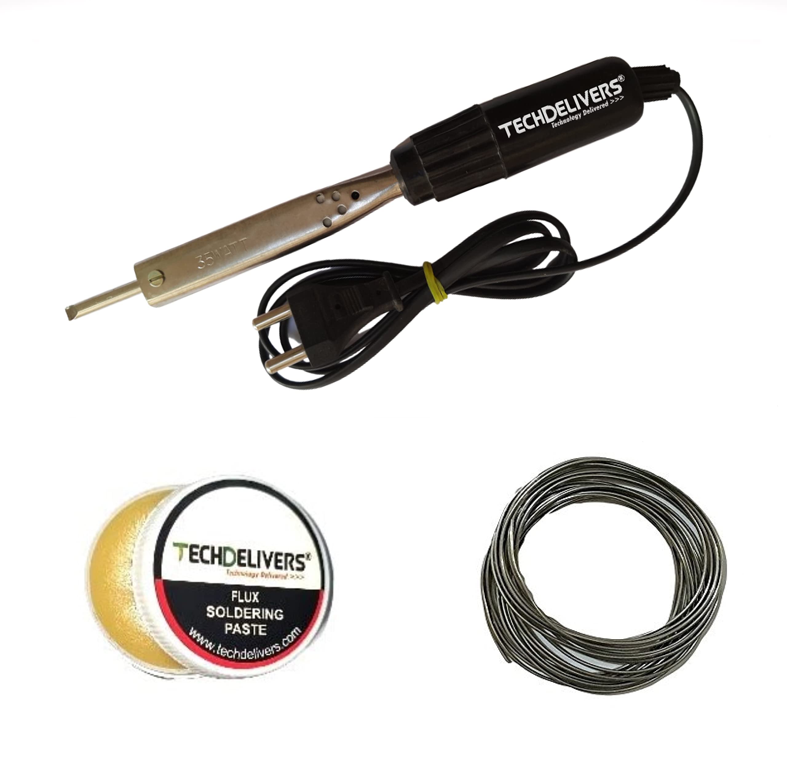 TECHDELIVERS® 35W Bakelite Handle Soldering Iron Kit 3 in one with Solder Wire and Paste (B0BM9H9YZ7) Amazon Price History, Amazon Price Tracker