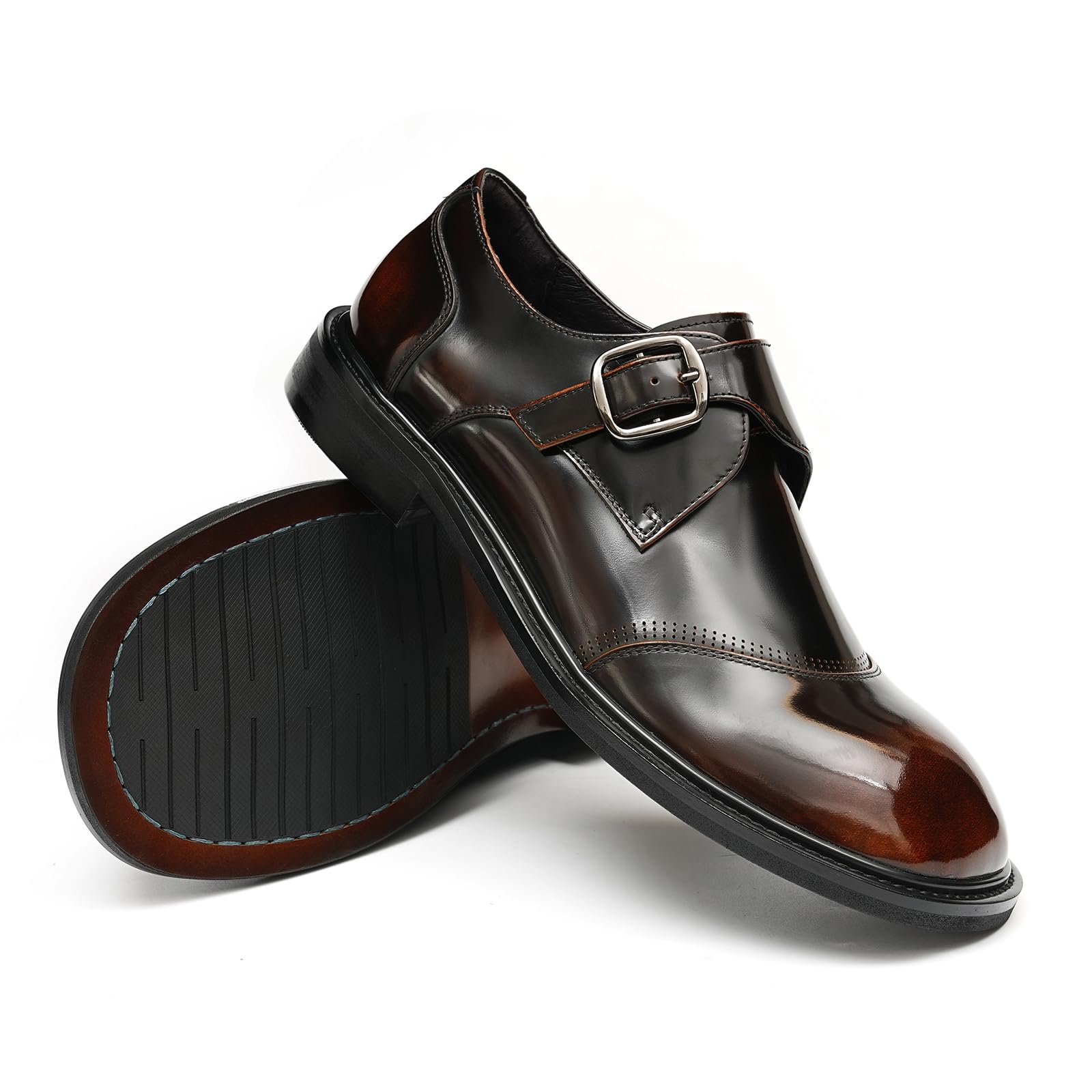 Genérico Zapatos Monk Casuales de Negocios para Hombre Zapatos Formales en Piel con Hebilla