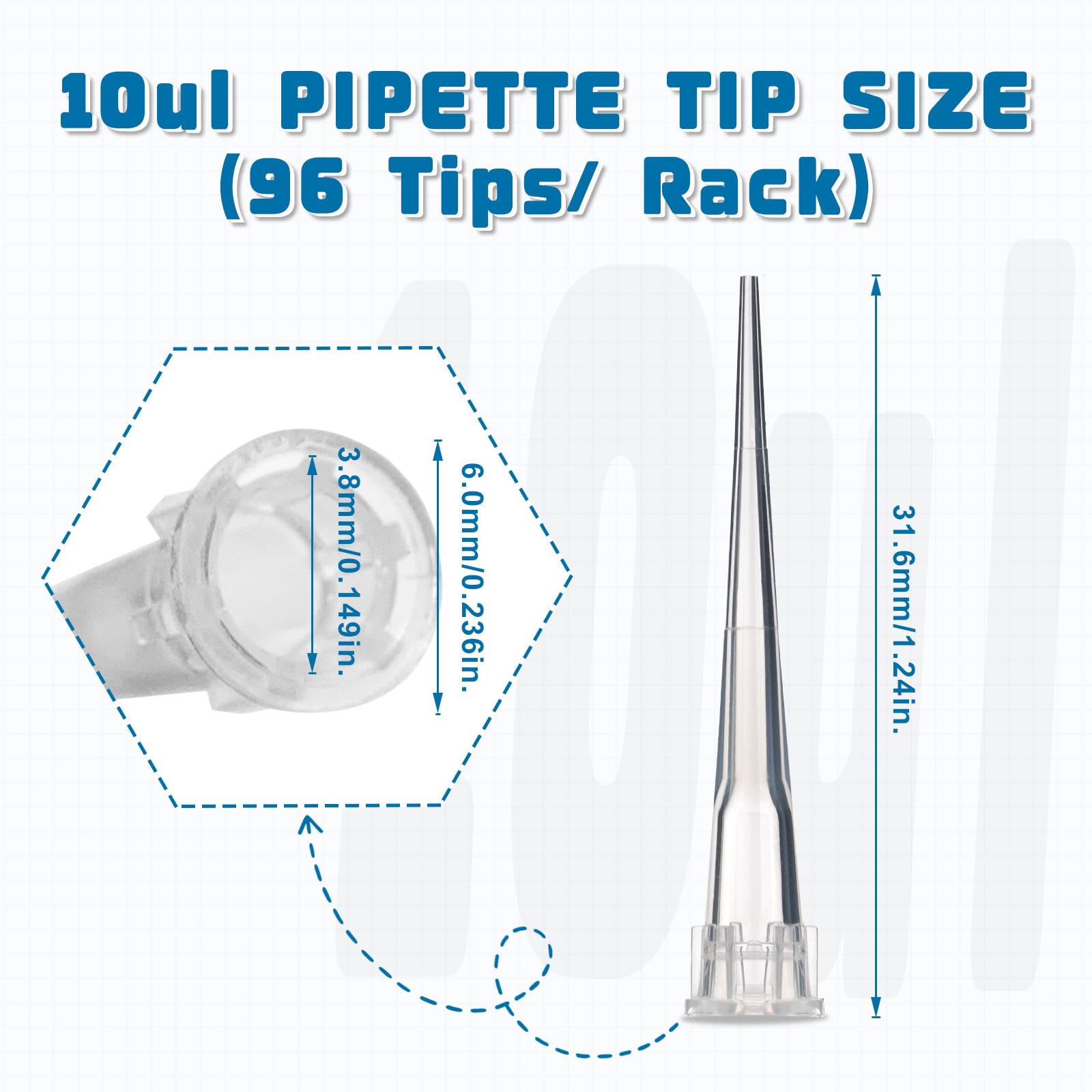 96 /Rack, 100 Rack 10μl pipettenspitzen, pipettenspitzenbox, labor pipettenspitzen, universal pipettenspitzen mit aufbewahrungsbox, sterile pipettenspitzen ohne filter für labore und chemie (10μl)