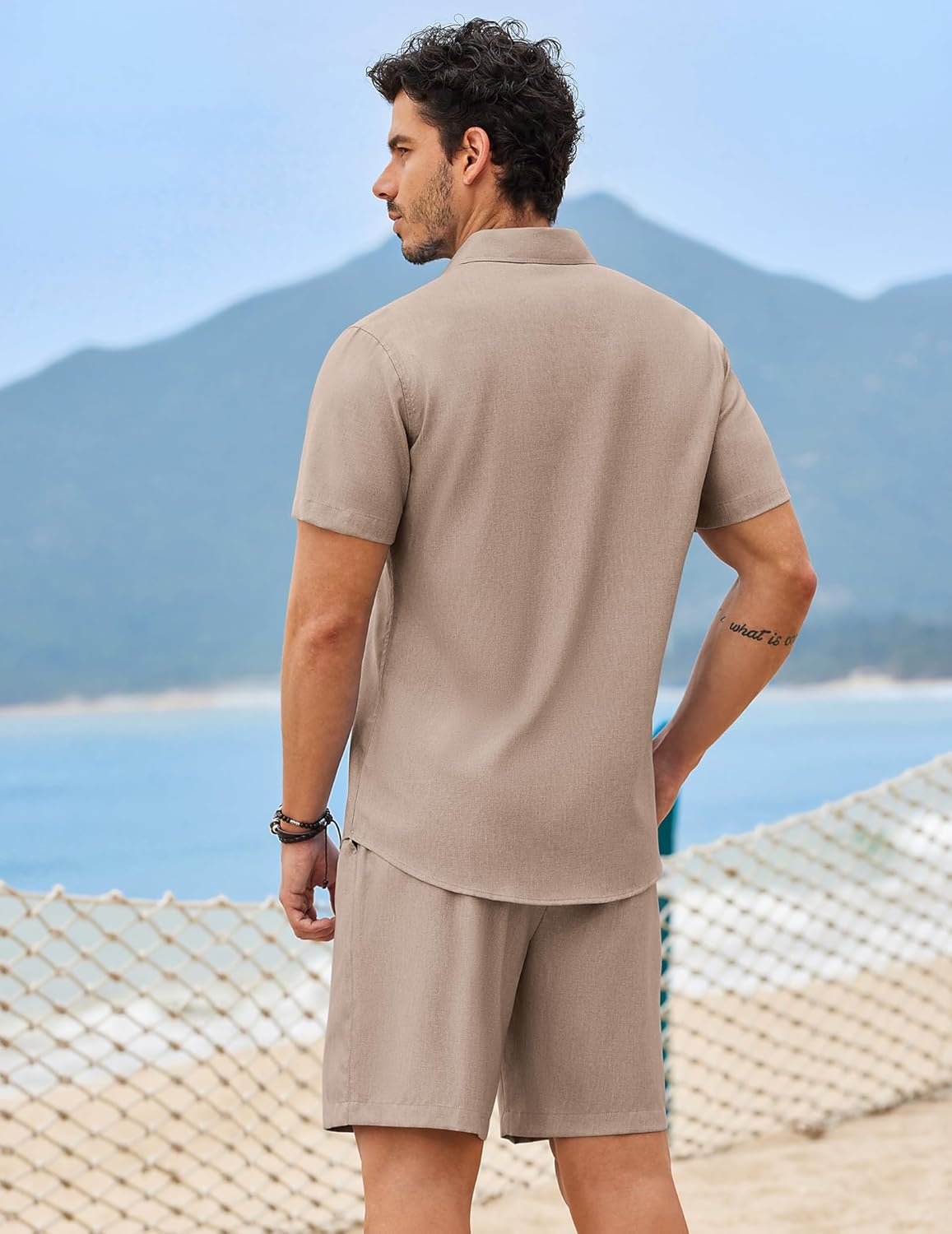 COOFANDY 2 Piece Set for Men Cruise Outfits Set Mens Summer Vacation Outfit Short Sleeve Button Down Shirts - Image 6