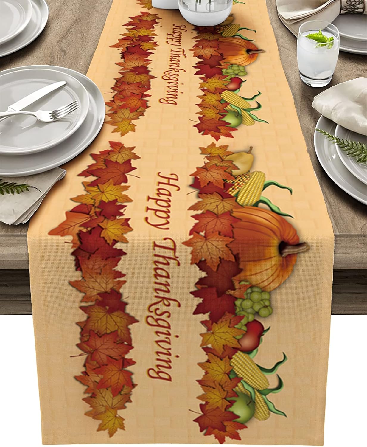 Fall Decor Thanksgiving Table Runner, Kitchen Decor Linen