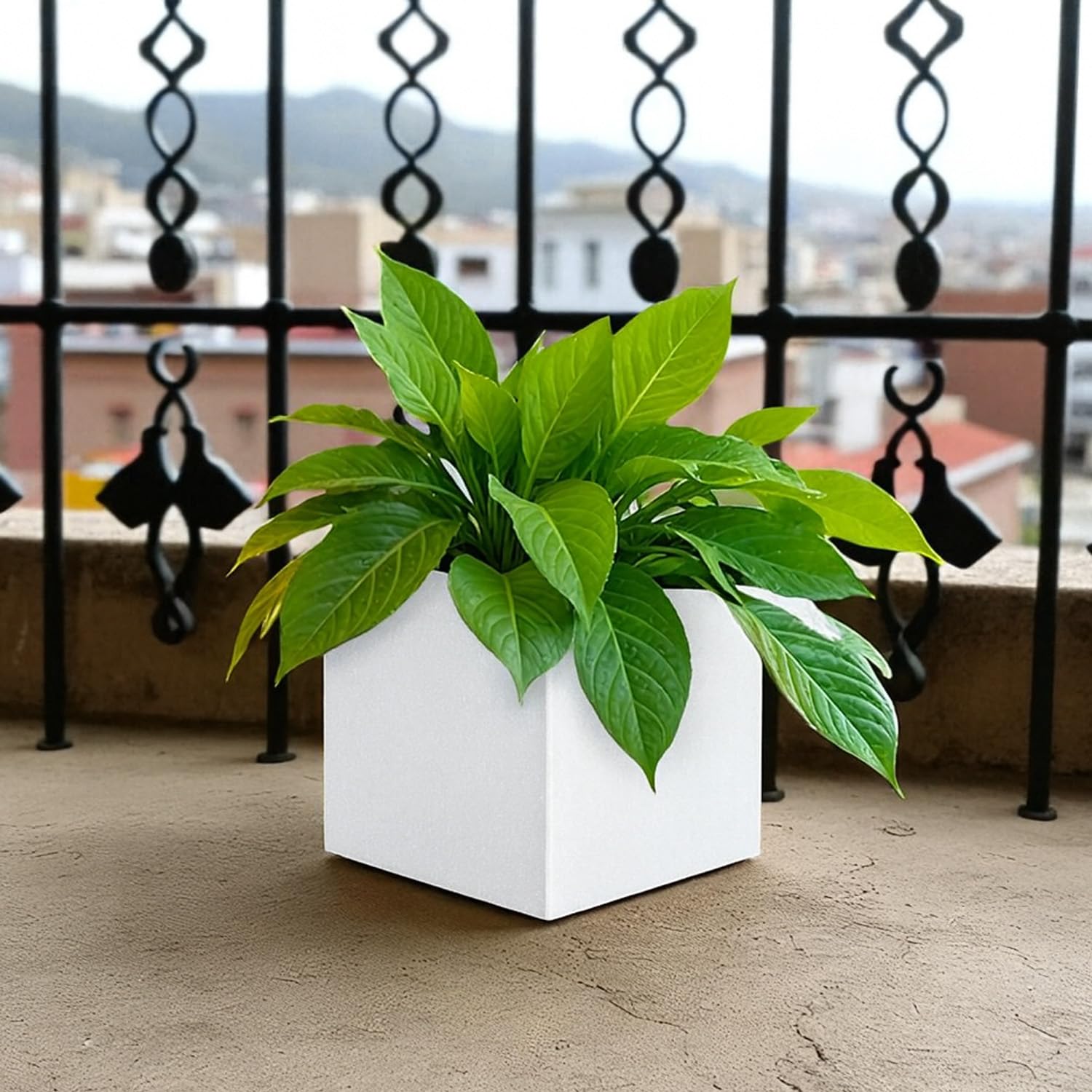 Go Hooked 12 Inch Cube Planter - Durable Outdoor Flower Pot -15