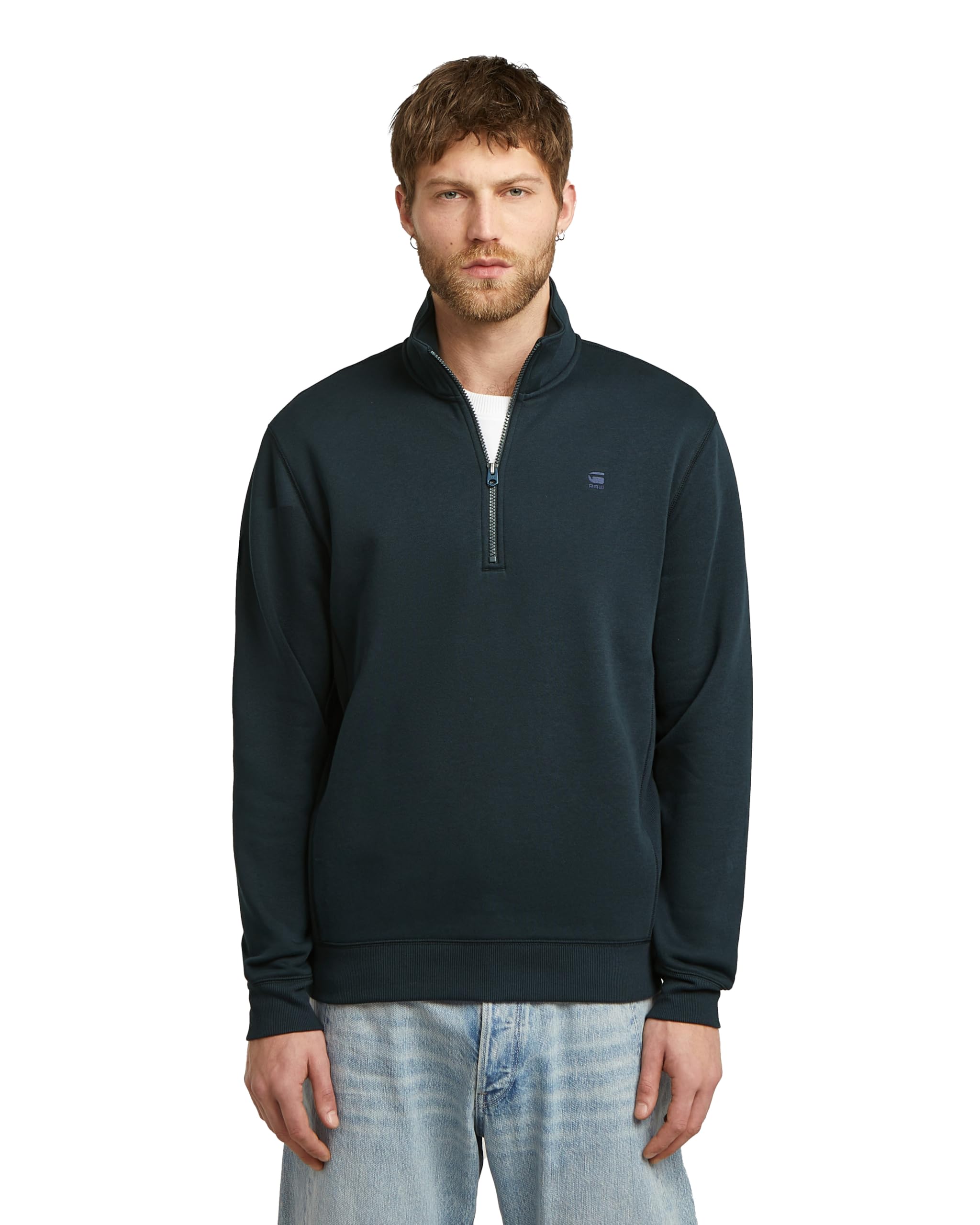 G-STAR Męska bluza premium Core Half Zip Sweater, Niebieski (Salute D26459-c235-c742), L