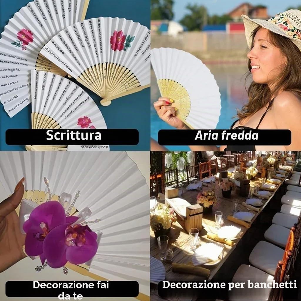 20/40 Pezzi Ventaglio Pieghevole For Matrimonio Personalizzato Stampa In Seta Nome E Data Dello Sposo E Della Sposa, Ventaglio In Bambù Personalizzato A Mano, Ventagli Pieghevoli In Tessuto Di(20pcs)