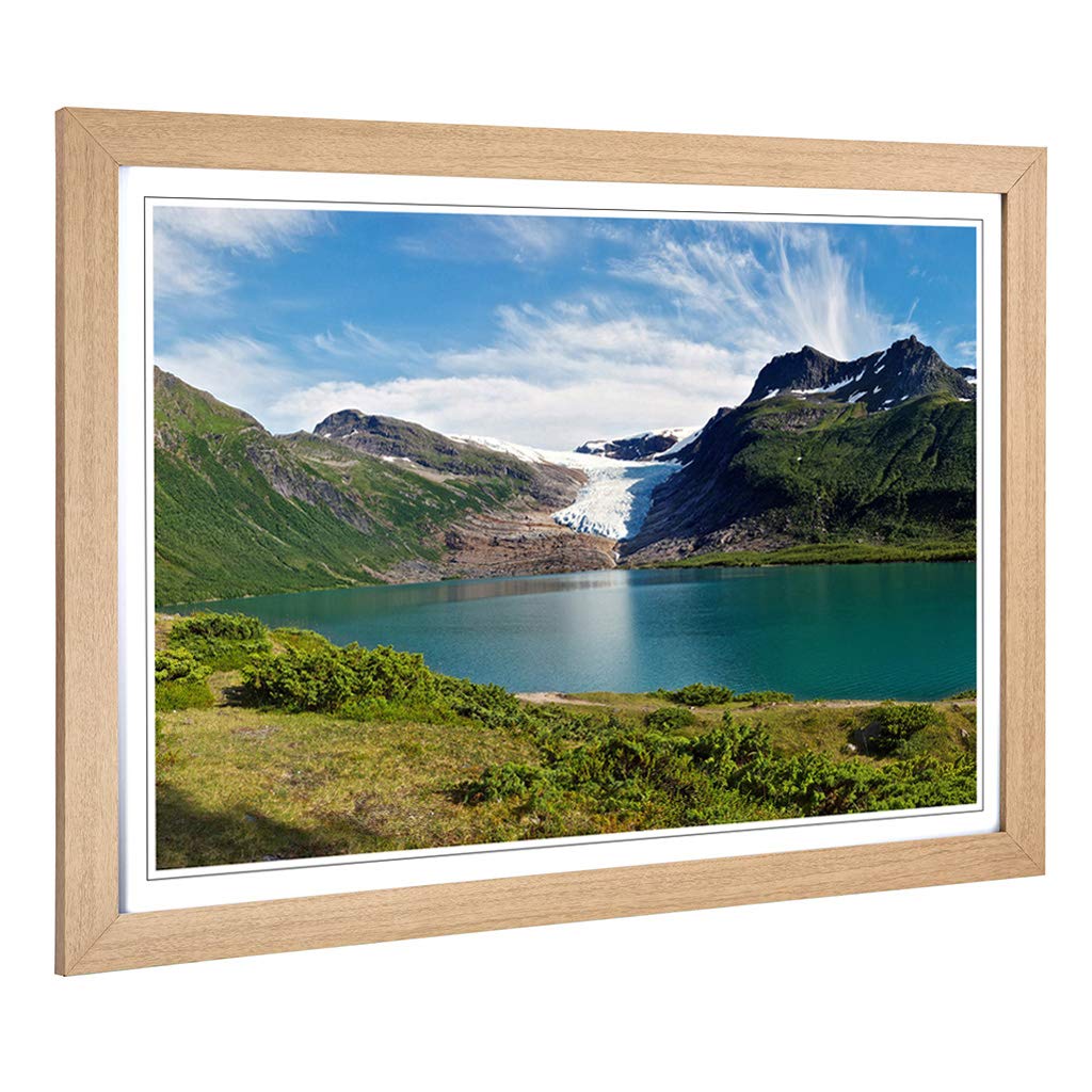 Big Box Art Framed Print of Landscape Norway Lake Mountains (1) Design | Wall Art Picture | Home Decor for Kitchen, Living Room, Bedroom, Hallway, Oak, A2 / 24.5x18 Inch / 62x45cm