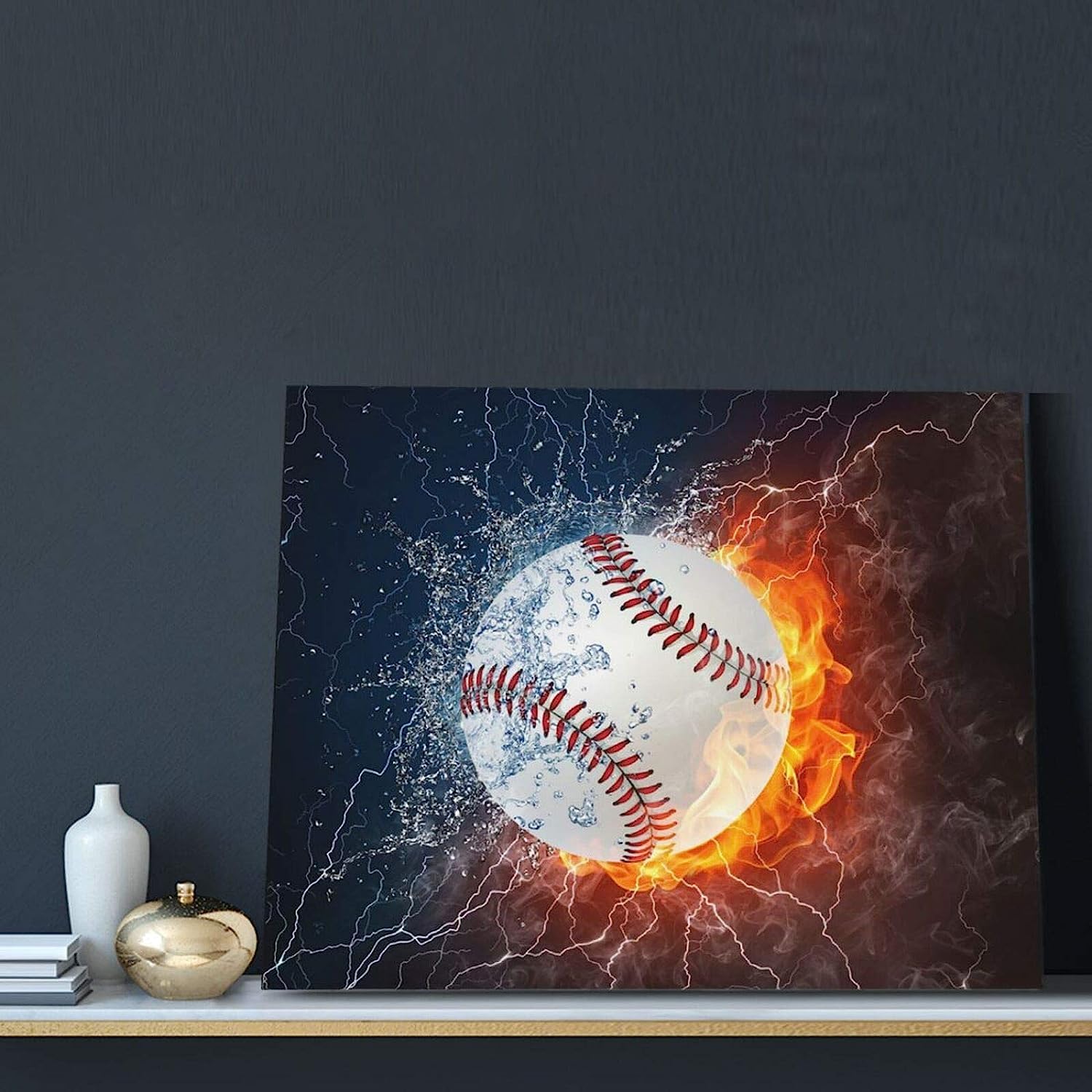 Amazon.co.jp: 絵画 インテリア おしゃれ 野球 ボール 甲子園 炎