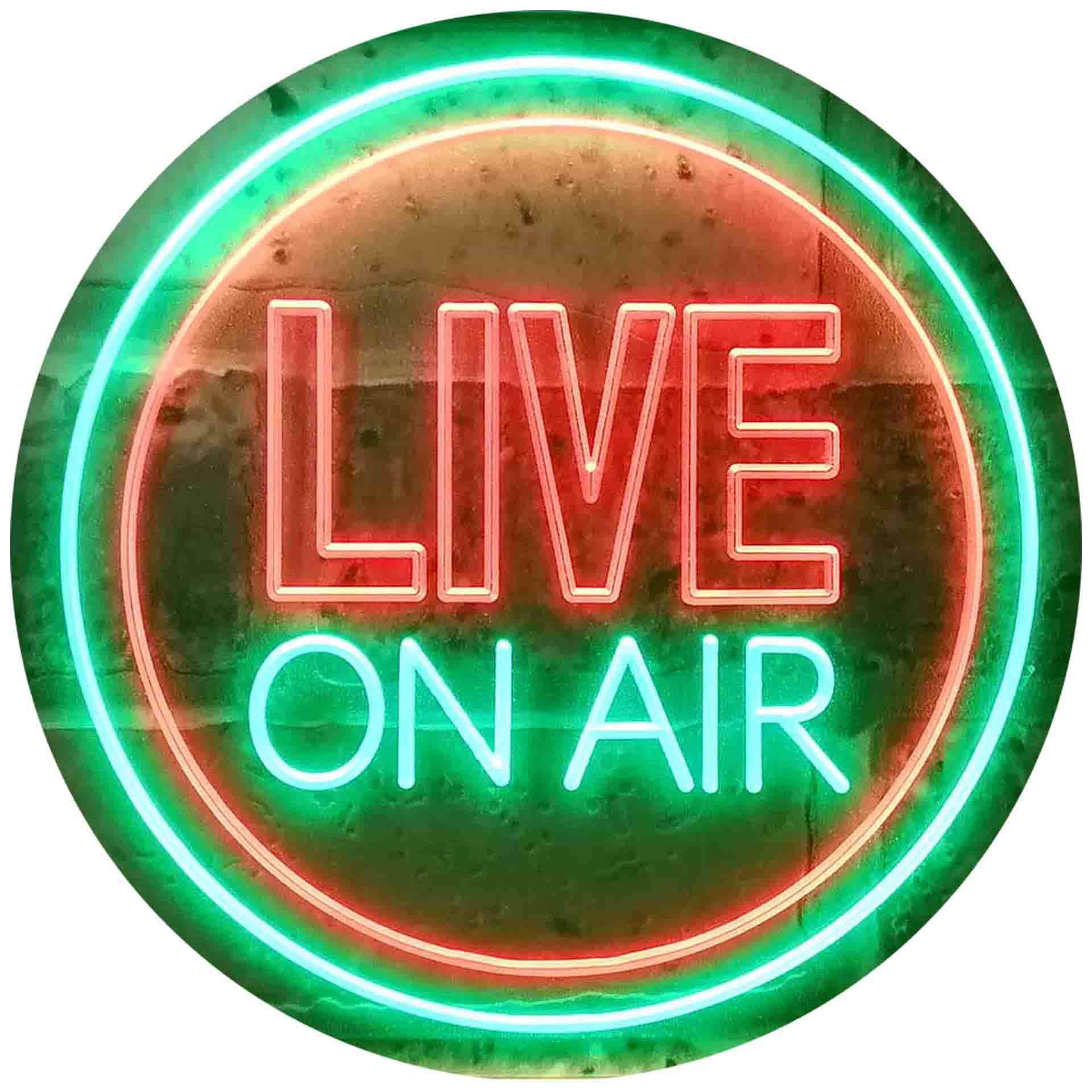 Live On Air Circle Display Dual Color LED Enseigne Lumineuse Neon Sign Vert et rouge 600 x 400mm st6s64-i3572-gr