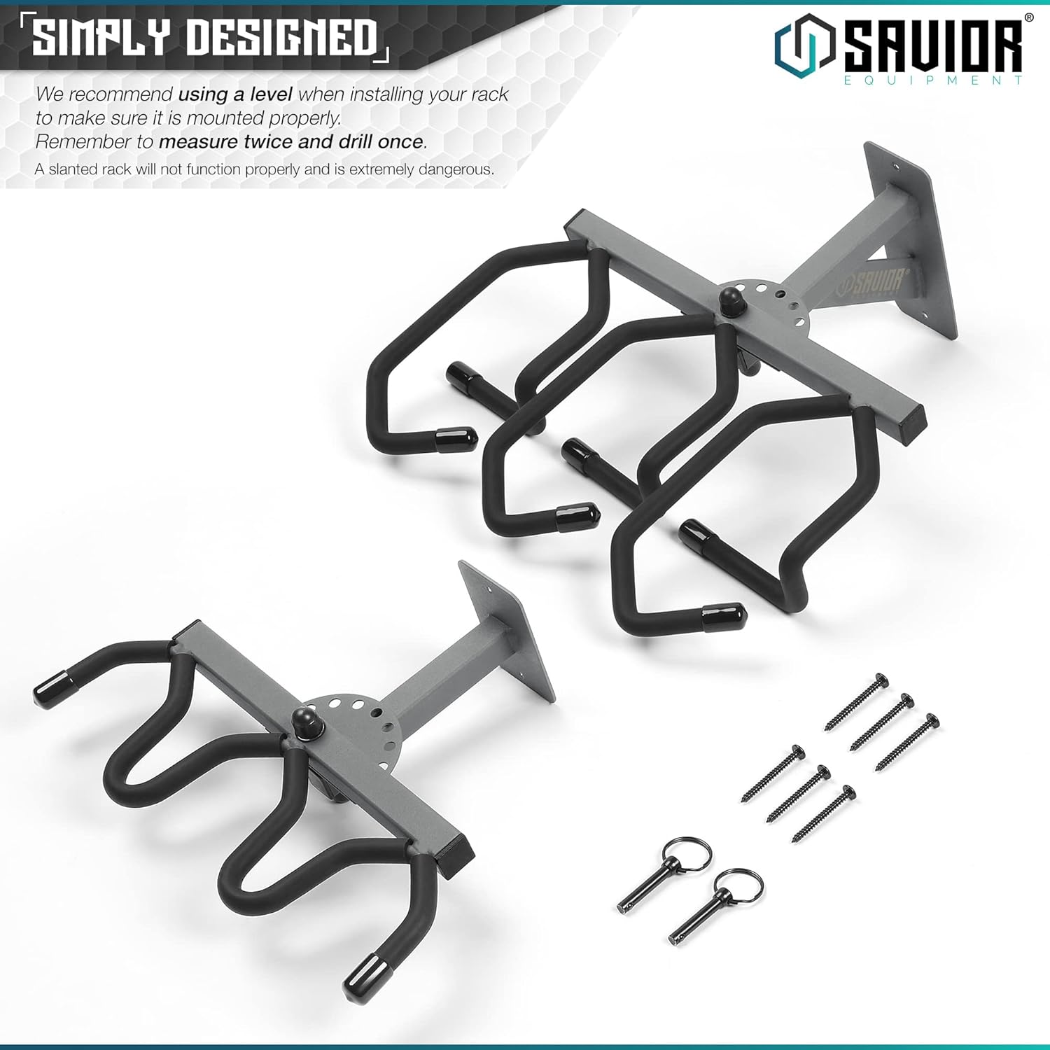 Savior Equipment Wall-Mount Rifle Rack Tactical Shotgun Carbine Firearm Free-Standing Gun Display Indoor Storage Rack - Heavy Duty Steel, Wide Angle Adjustment, 3-Slot Holds up to 75 Lbs