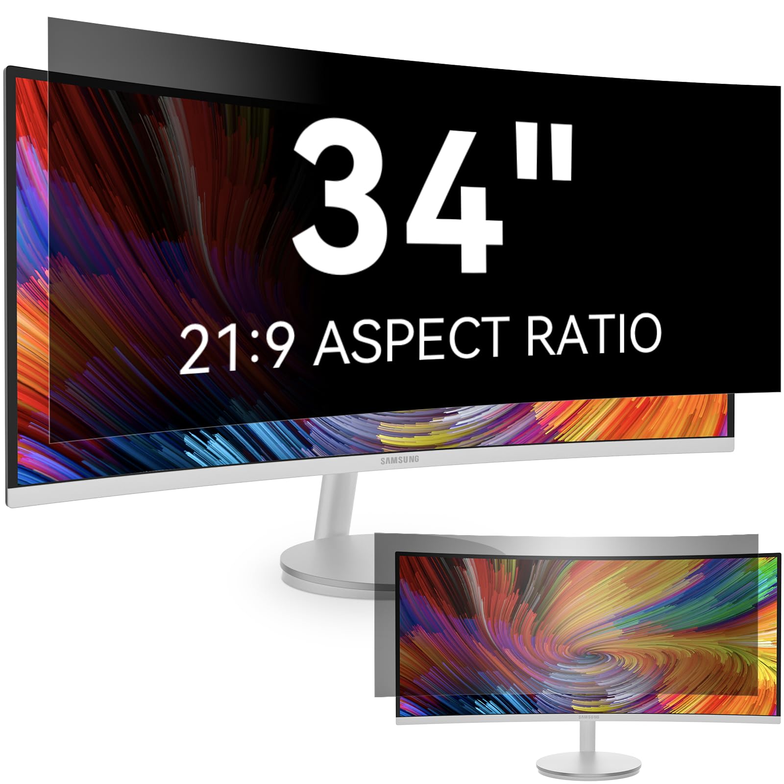 Computer Monitor Blickschutzfiter 34 Zoll Seitenverhältnis 21:9, Anti Blaulicht Blendschutz Displayschutz, Abnehmbarer Blickschutzfolie Sichtschutzfilter Kompatibel mit Lenovo/HP/Dell/Acer/Samsung
