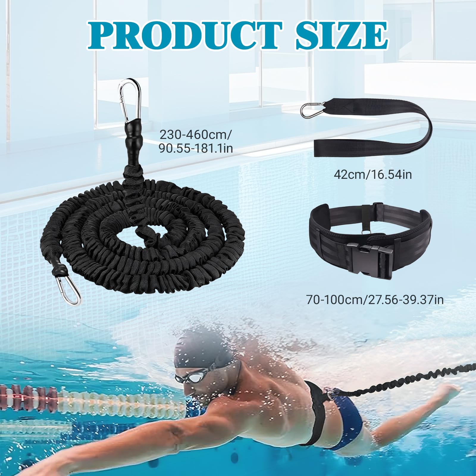 Verstellbarer Schwimmgürtel Mit Zugseil Zum Schwimmen (2,3-4,6 m) Inkl Inklusive PVC Handy Wasserschutztasche Die Ideale Schwimmhilfe Erwachsene Für Schwimmtraining In Jedem Pool