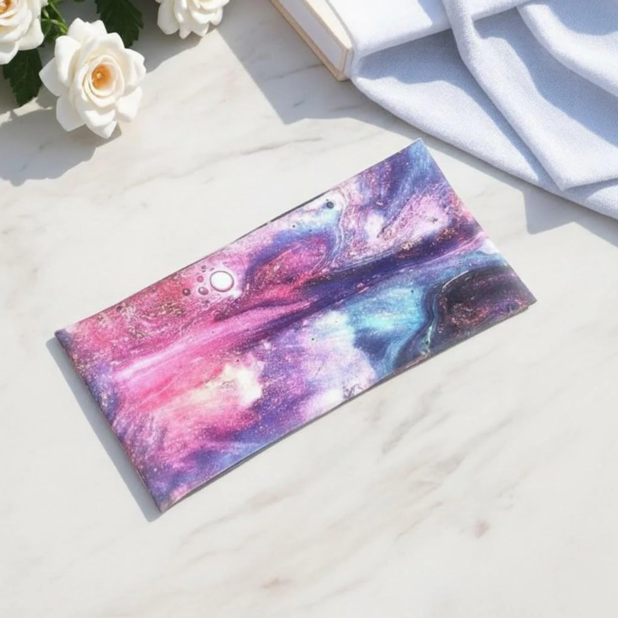 Printed Stretch Fabric Sports Headband, Wide Hair Band for Running, Yoga, Fitness Workouts and Casual Outfits