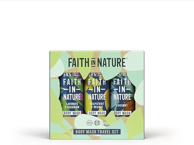 Faith In Nature 3 x 100ml Body Wash Travel Gift Set, Vegan & Cruelty Free, No SLS or Parabens