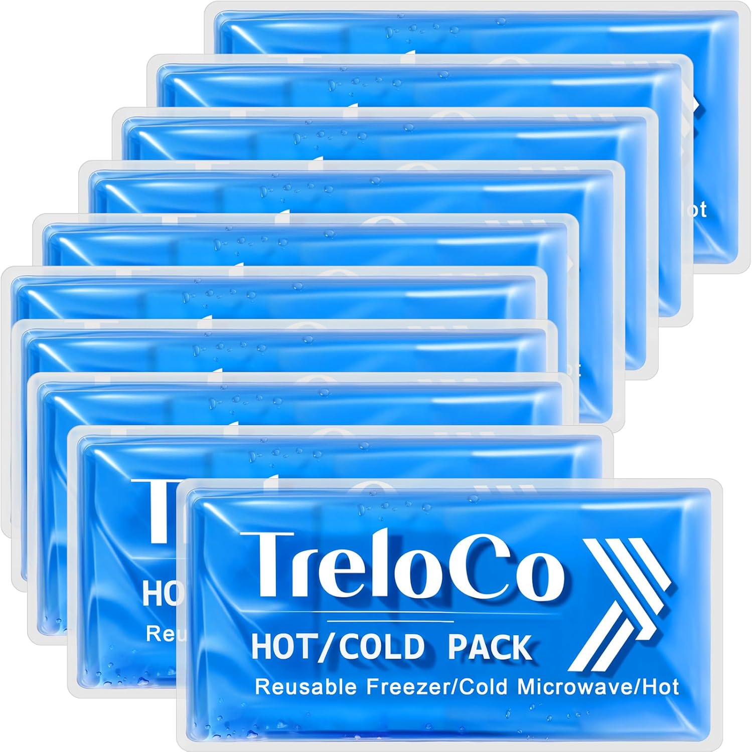 TrelaCo 10 Pcs Gel Ice Packs Reusable 9.4″ x 4.7″ Soft Flexible Ice Pack for Injuries Hot and Cold Compress for Knee Shoulder Head Neck Ankle Wrist Elbow Arm Foot Headaches Surgery