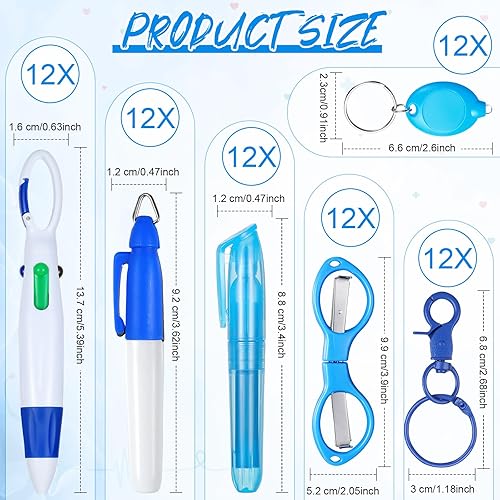 Miniatura 2 de Glenmal Juego de 72 bolígrafos con carretes de insignias, mini resaltadores para enfermera, con mini tijeras, resaltador, bolígrafo retráctil de