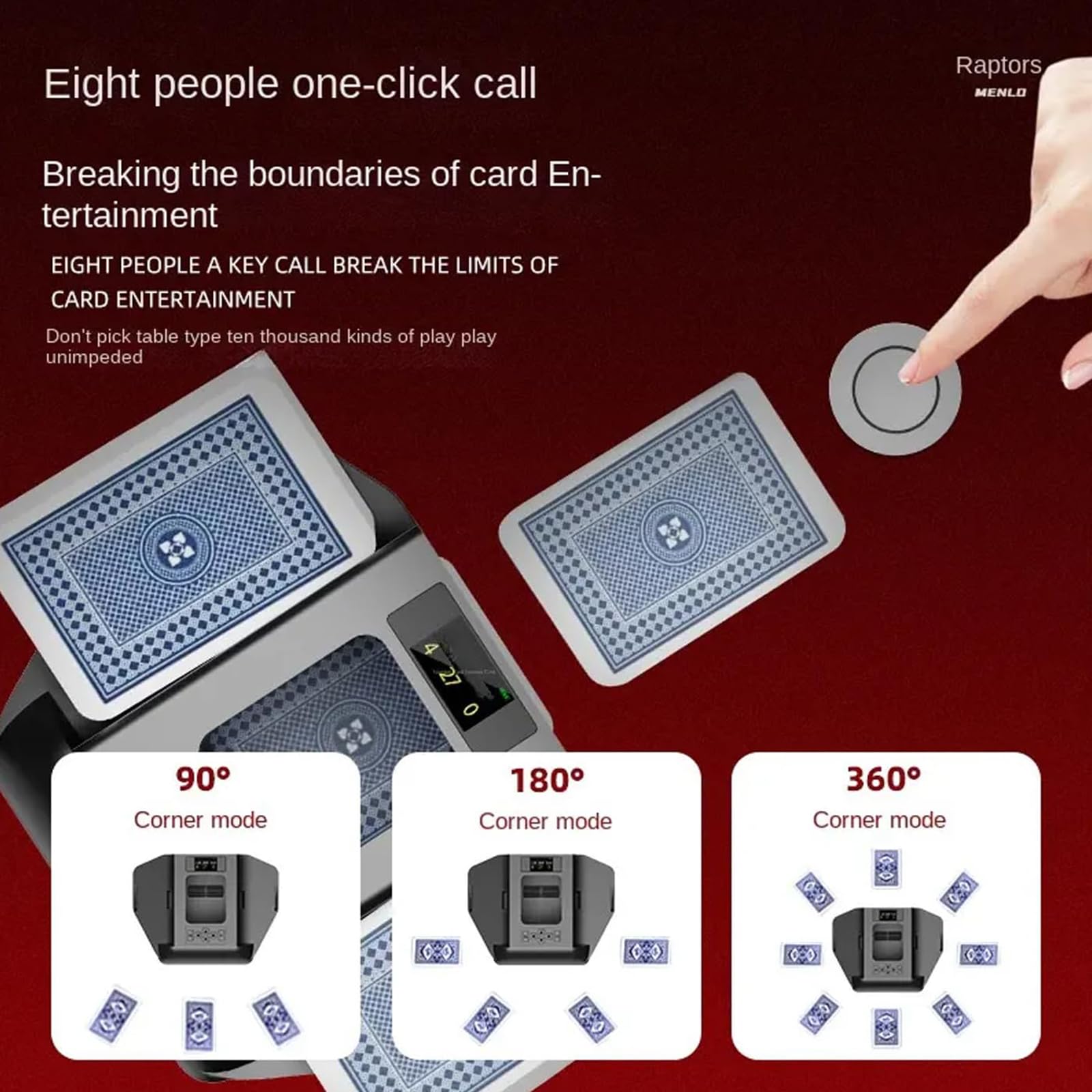 Mélangeur automatique de cartes, design rotatif à 360°, distance et vitesse réglables, rechargeable 4000 mAh pour jeux de cartes