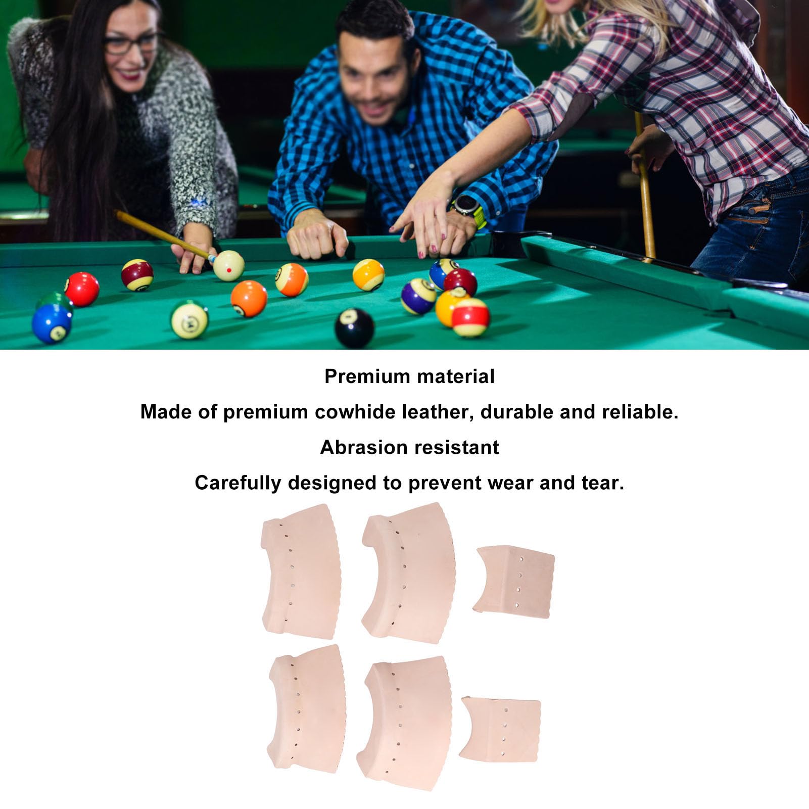 Dilwe Forro de Bolsillo para Mesa de Billar de Cuero de Vaca, Accesorio Protector Resistente a la Abrasión para Esquinas de Mesa de Billar para Uso Doméstico y Profesional