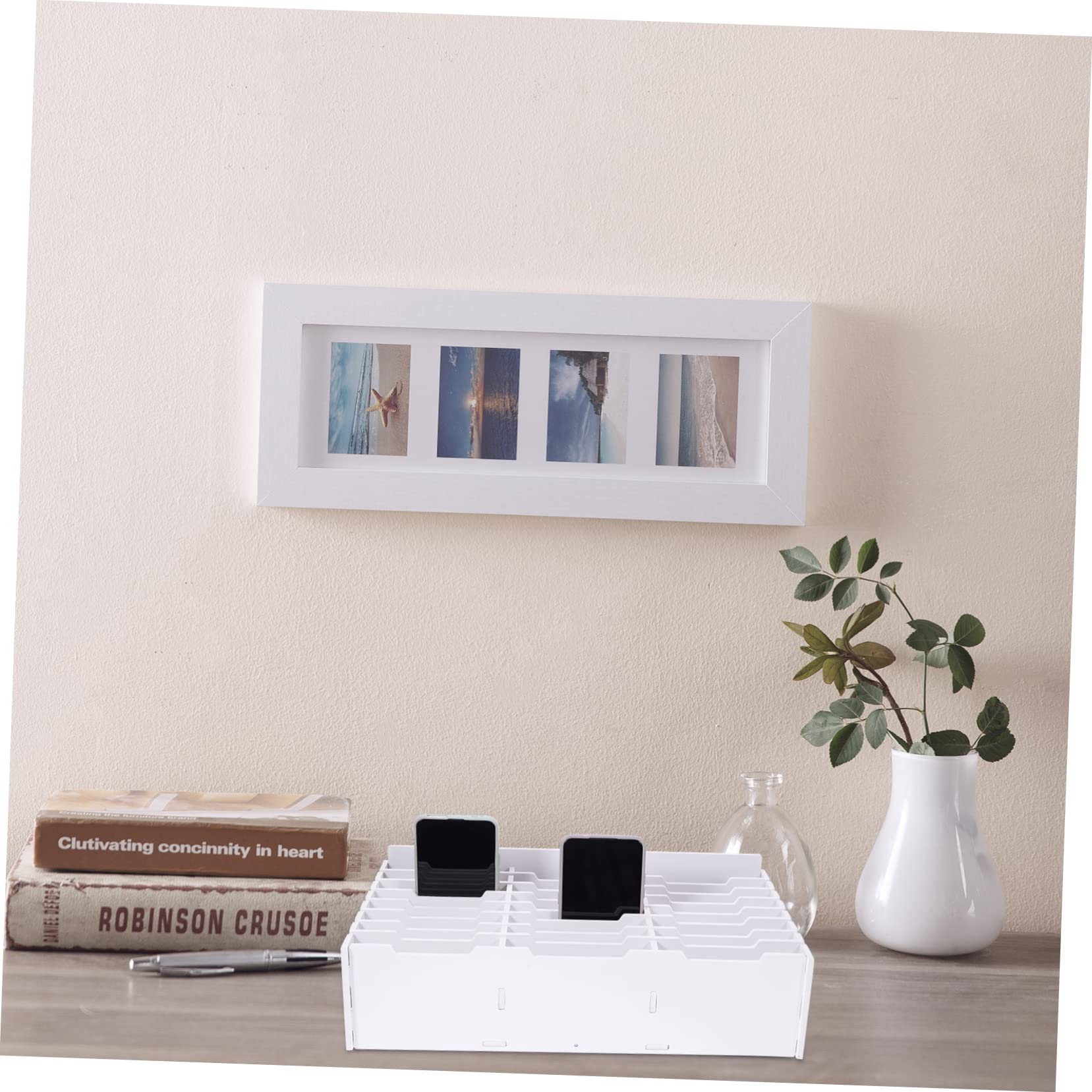 Abschluss Geschenk und Einschulung Deko Mehrfach Gitter Anzeigebox als Handy Displaybox mit Mehreren Fächern für Klassenzimmer und Schreibtisch Organizer