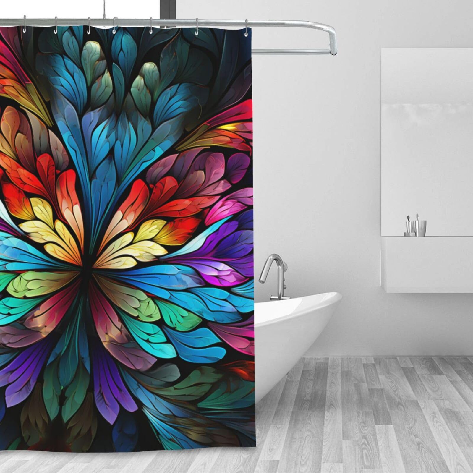 Rideau de douche moderne minimaliste imperméable lavable 183x183cm imprimé papillon