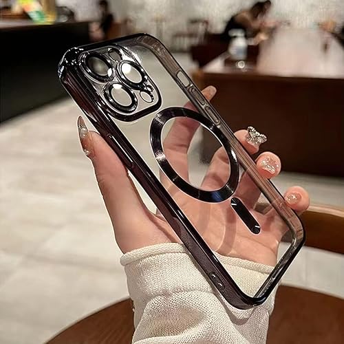 Miniatura 3 de Misscase Funda MagSafe para iPhone 15 Pro con protector de lente de cámara, protección completa, funda magnética transparente compatible con MagSafe