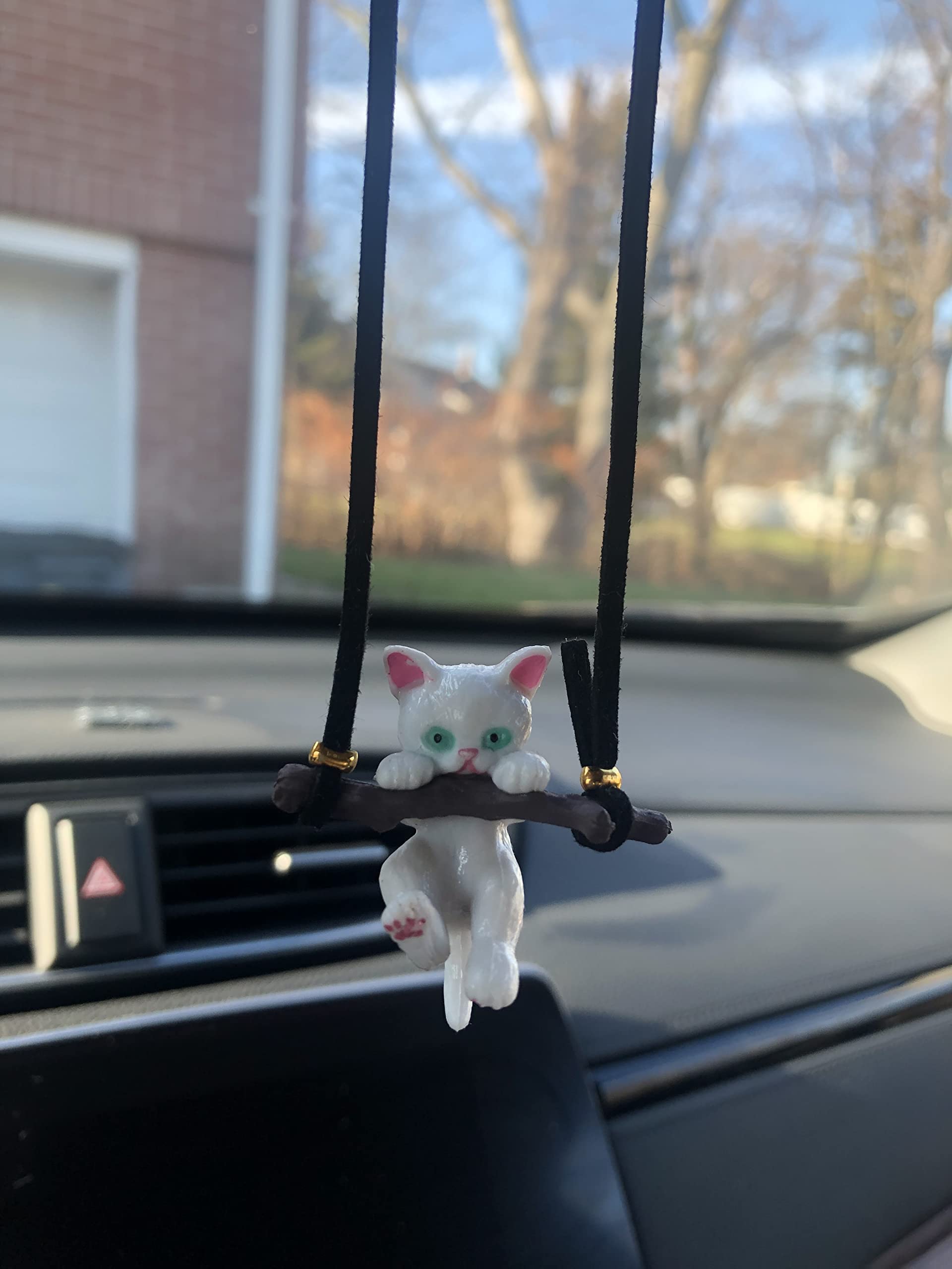 KASTWAVE Cute Swing Cat Car Pendant - Rear View Mirror Accessories, Hanging Decorations, Ornament, Charm for Your Vehicle