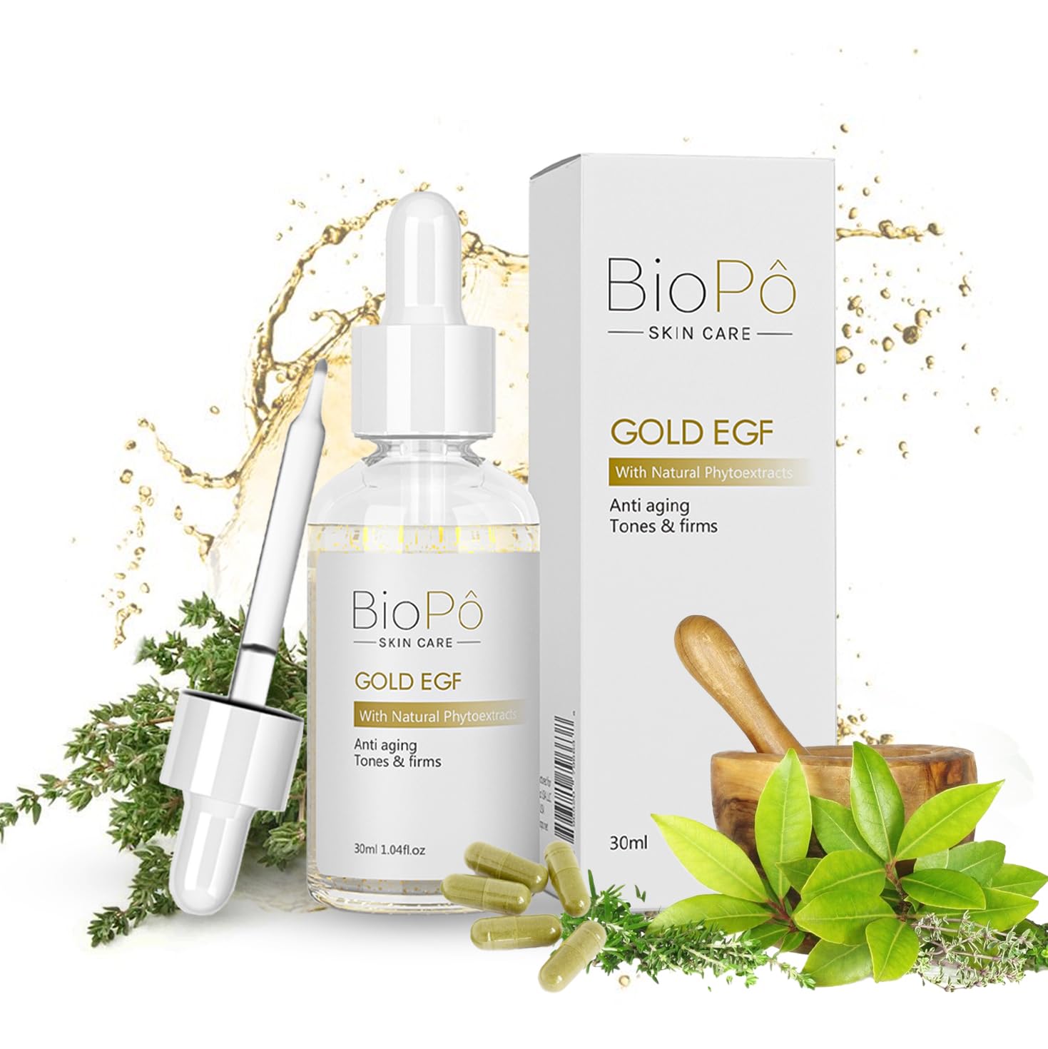 Gold EGF – Anti-Wrinkle Face Treatment for Firming Skin Texture, Promotes Cell Regeneration & Nourishment, 30 ml – Made in USA