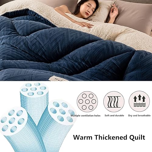 Miniatura 6 de CHDGSJ Warm Thicke - Edredón de lana de cordero, cálido para invierno, manta de invierno Sherpa con núcleo de edredón mullido de forro polar de