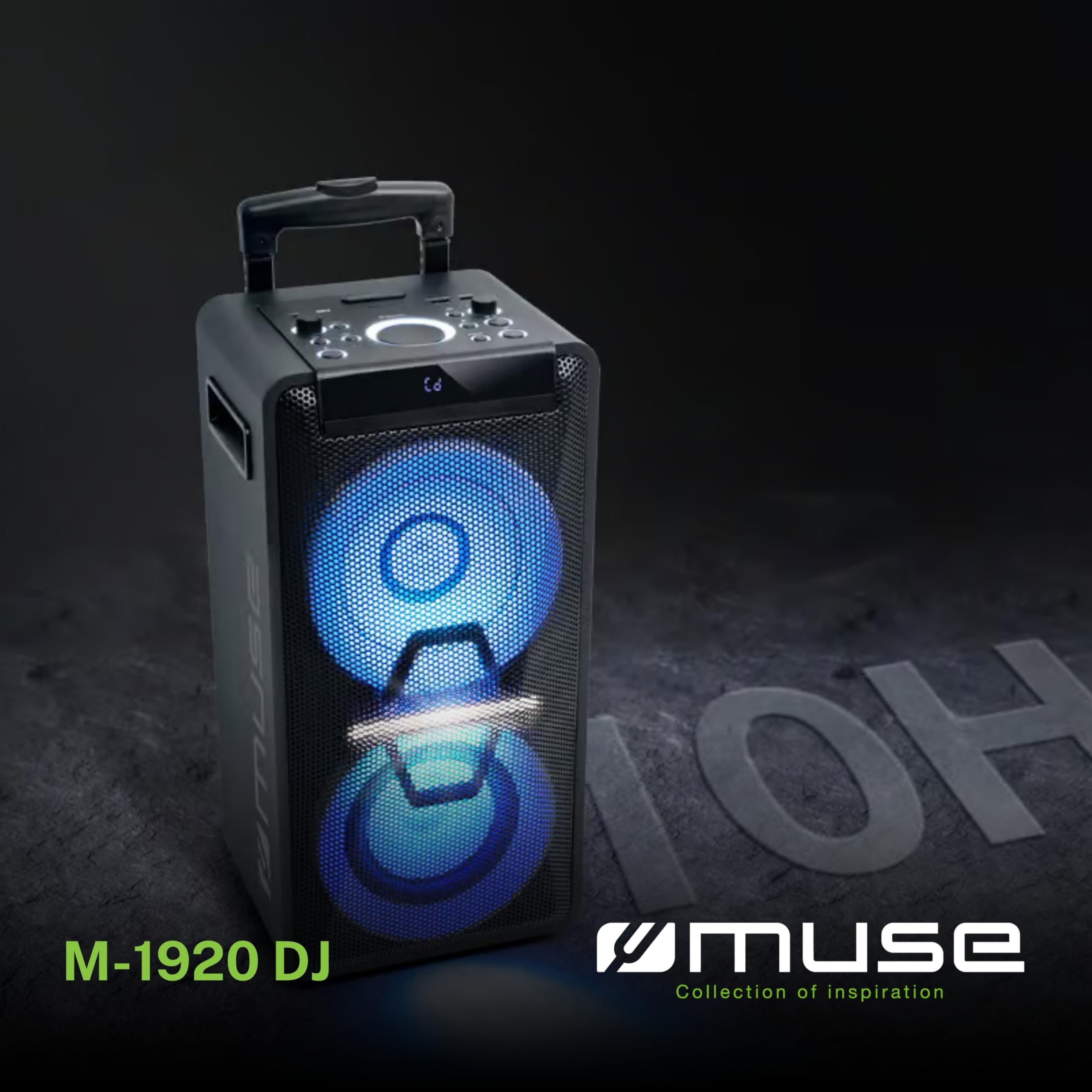 Muse DJ PA-Anlage 300 Watt Akku Bluetooth CD Licht-Effekten schwarz