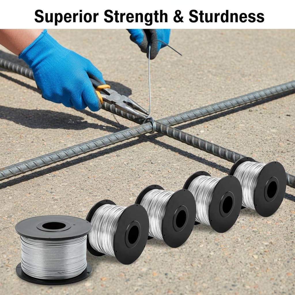 10 Rolls Steel Rebar Tie Wire Coil 1/32 Inch 0.8mm Diameter 360FT per Roll Total,3600FT Rebar Gun Wire for Automatic Tying Guns Twisters Tying Tools and Twister Machines