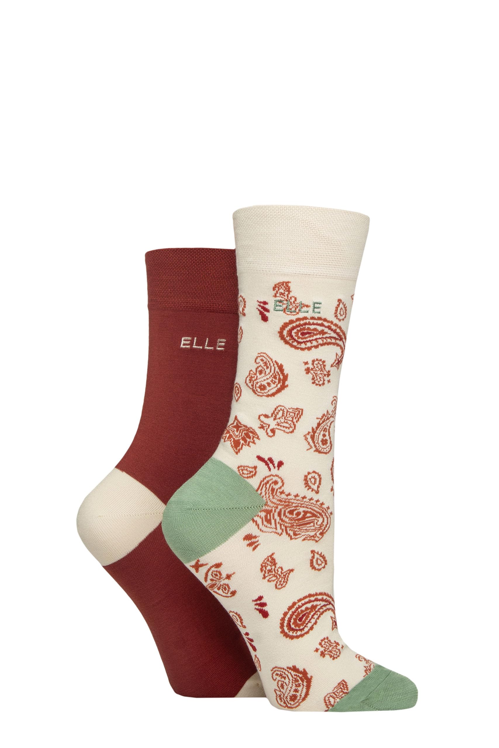 ELLE Ladies Soft, Breathable & Cooling Bamboo Patterned and Plain Colourful Socks in a Multipack of 2 Pairs (UK, Numeric, 4, 8, Regular, Regular, Wild Poppy)