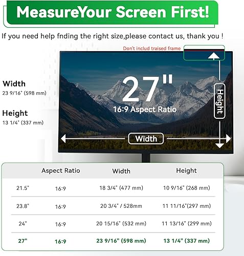 Miniatura 7 de [Paquete de 2] Protector de pantalla magnético colgante de 27 pulgadas para computadora anti luz azul para monitor de pantalla ancha de relación de