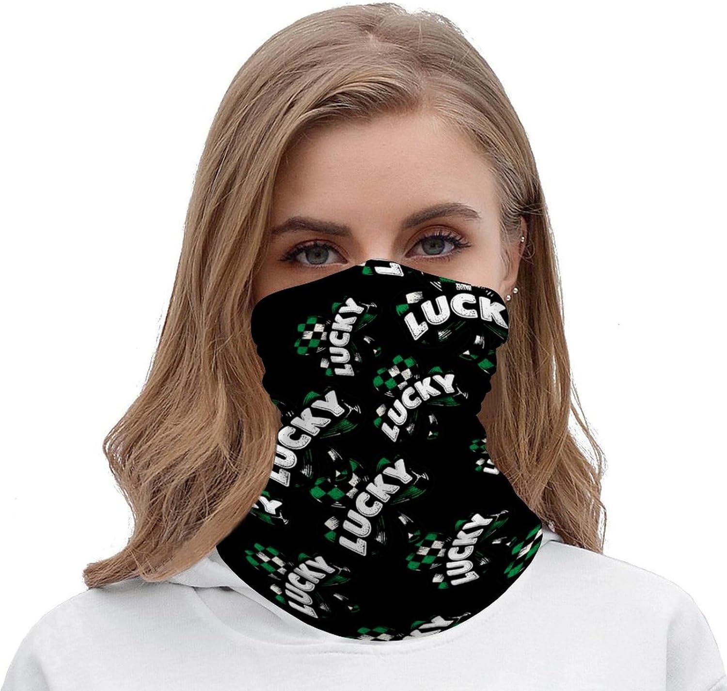 Stpatricks Luckying Irish Clover Face Cover Neck Gaiters for Men Women Sun Protection Mask Scarf Hiking Bandana