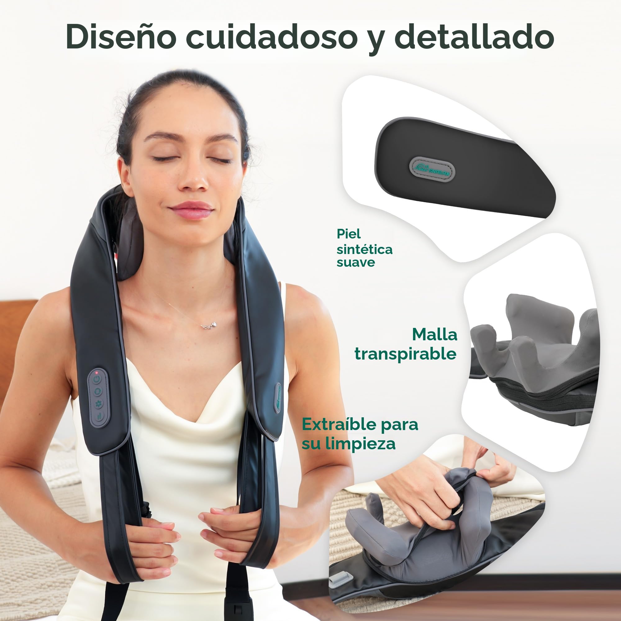 Snailax Masajeador Cervical, Masajeador cervical y espalda con Calor, Masajeador Inalámbrico de Cuello, 4D Shiatsu maseajor cervical y espalda con Masaje,Regalos para Hombres Mujeres