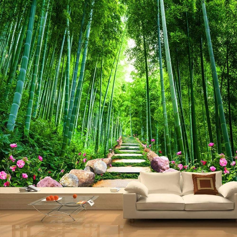 Papier peint photo 3D forêt décoration murale salon affiche panoramique bambou 250x175cm