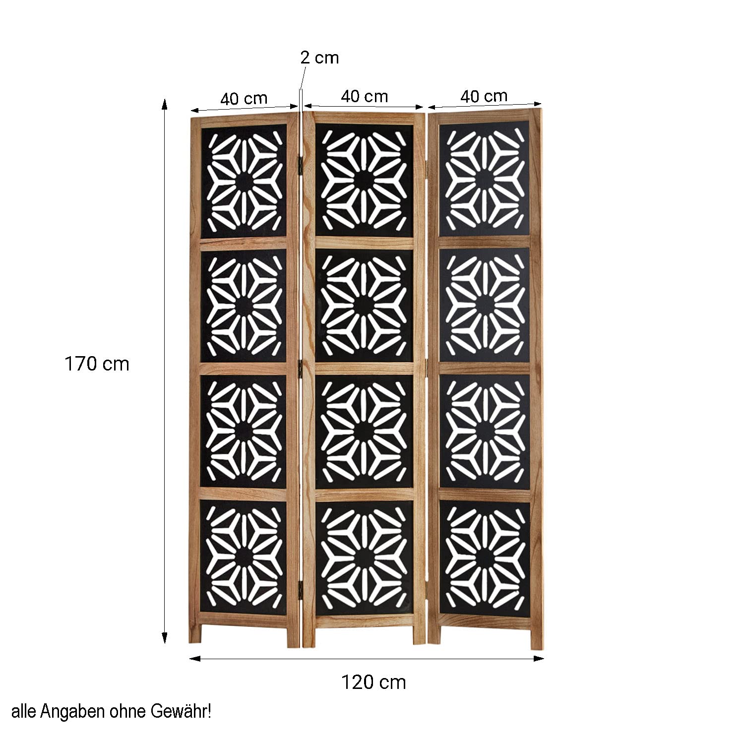 Paravent En Bois Naturel 3 Pièces Homestyle4u - Brise-Vue Pliant 170x120 Cm