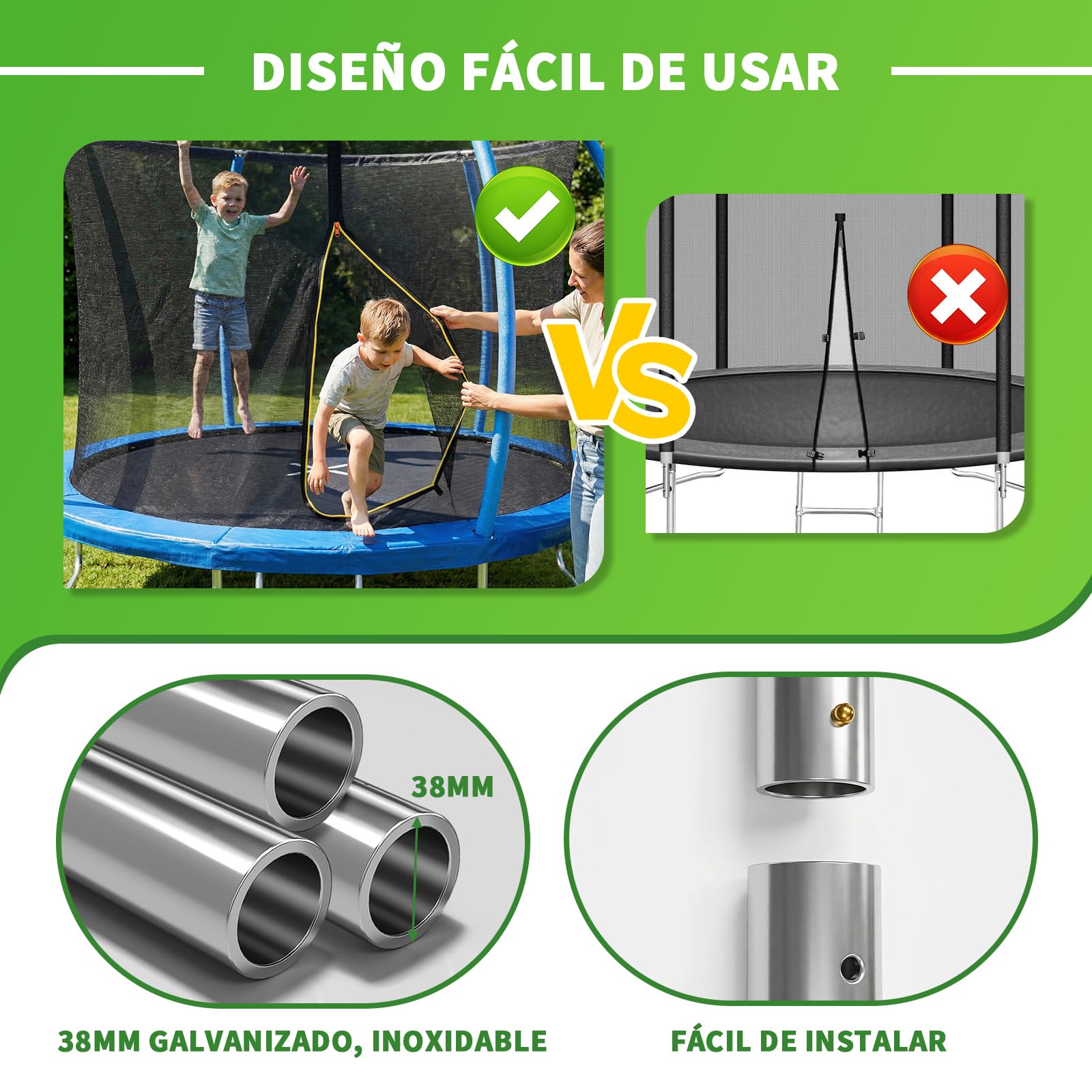 JUMMICO Trampolín para Exteriores Ø 183/228/290/360 cm Juego Completo con Red de Seguridad, Escalera, Cubierta para los Bordes y Accesorios de Montaje, certificación GS Trampolín de jardín para niños