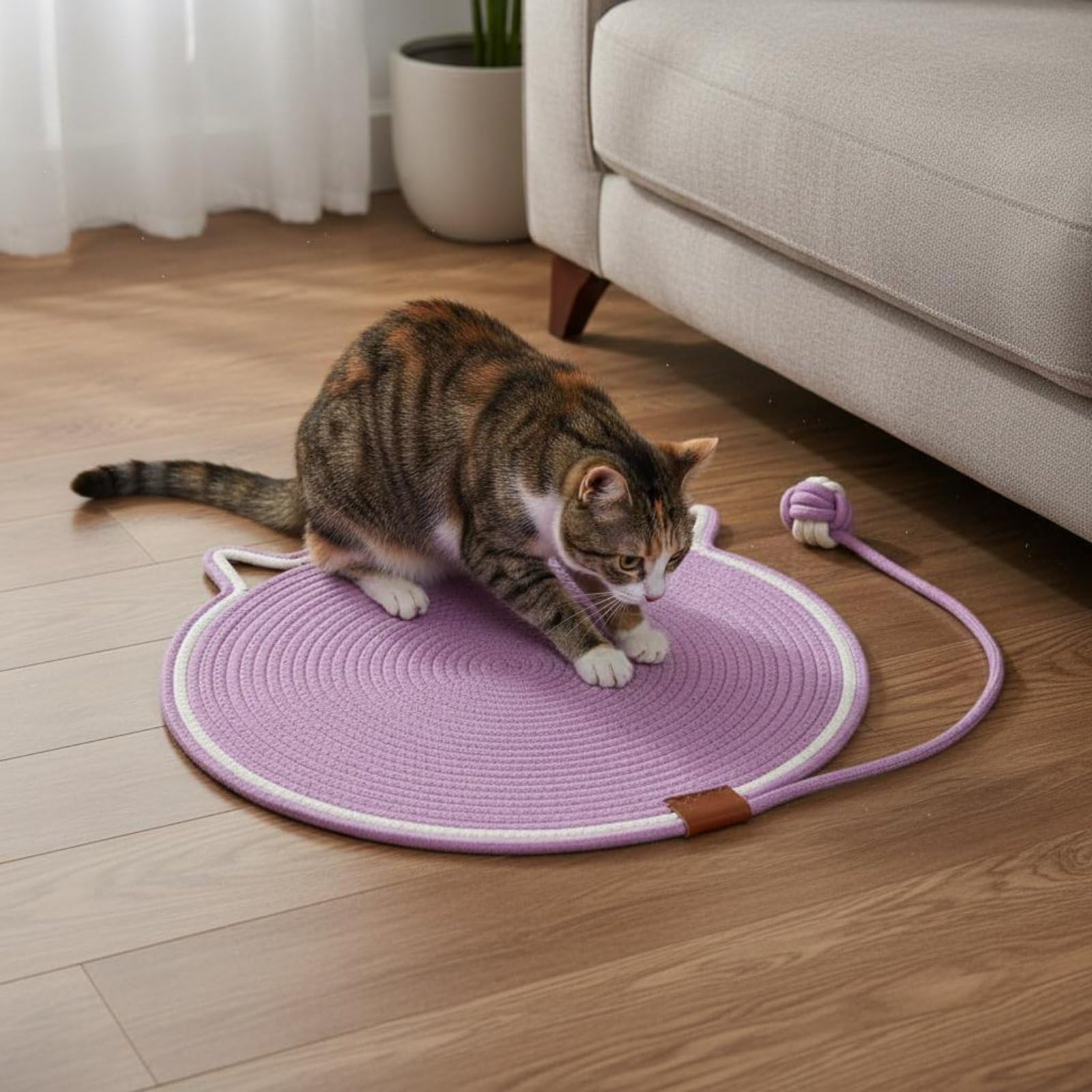 Kratzmatte Katze Kratzbrett Kratzpad Schlafmatte Liegefläche aus Baumwoll Leinen Doppelnutzung Kratzen Und Schlafen Ruheflaeche Weich Einfache Pflege, Brown, 60CM