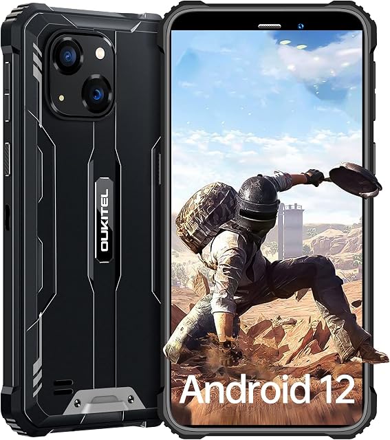 OUKITEL Rugged Smartphone Android 12 WP20 Pro, 4GB+64GB 5.93" Display Rugged Phone 6300mAh Battery,IP68 Waterproof Mobile Phones SIM Free Unlocked 4G,20MP Cameras Face ID+Fingerprint NFC Octa-Core