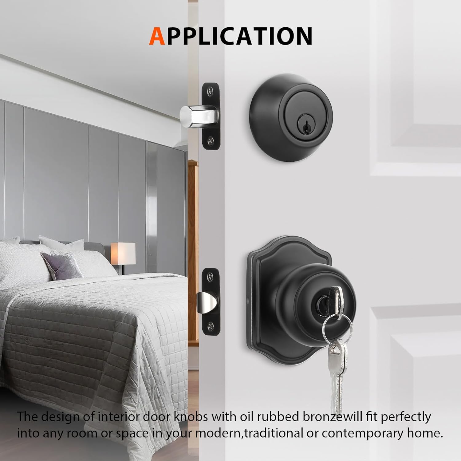 Haidms Privacy Exterior Deadbolt and Keyed Entry Door Knob Set