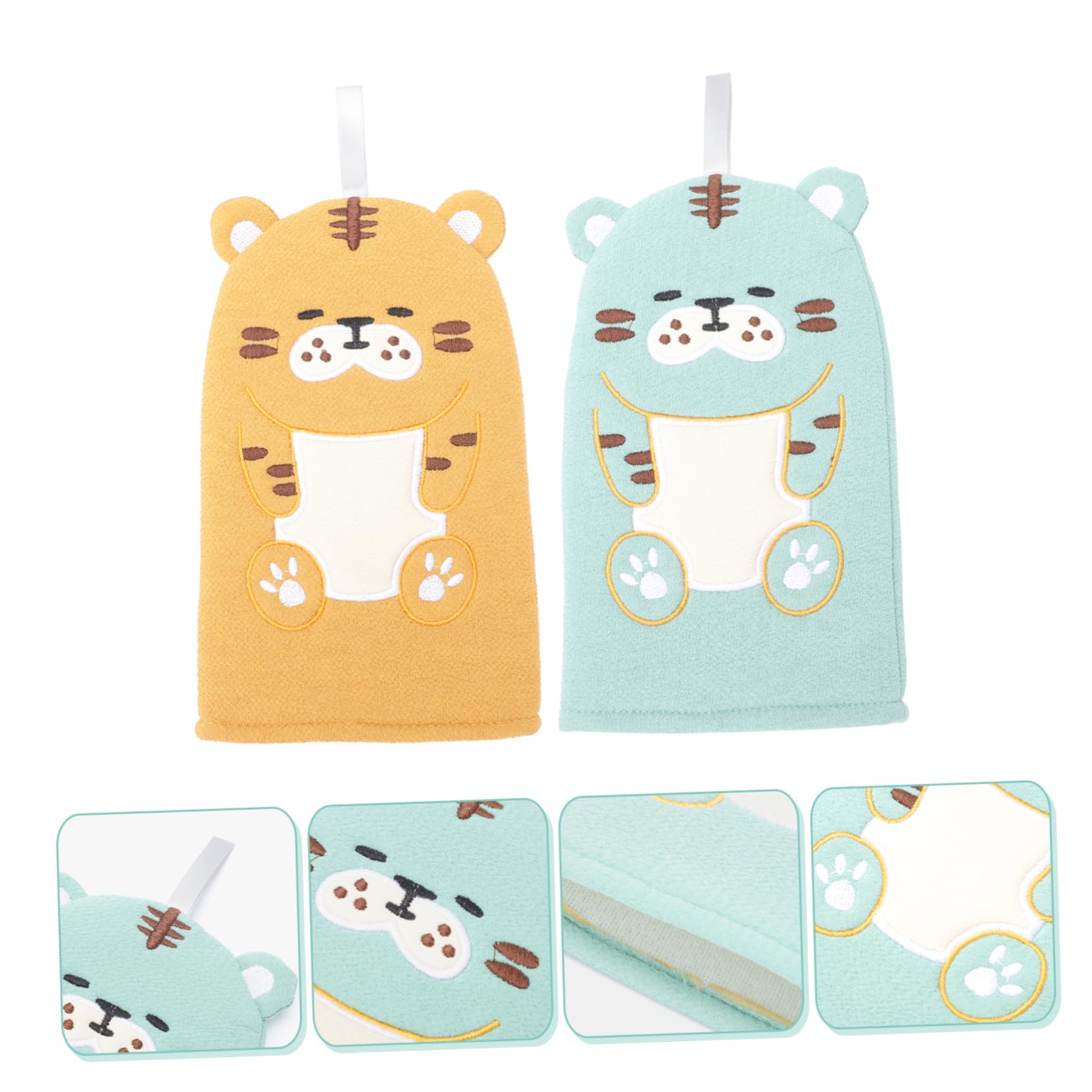 minkissy 4 Set Di Guanti Da Bagno Per Bambini A Forma Di Animale Dei Cartoni Animati Morbidi Guanti Da Bagno Dal Design Adorabile Delicati Asciugamani Da Bagno Esfolianti 2 Pezzi * 4